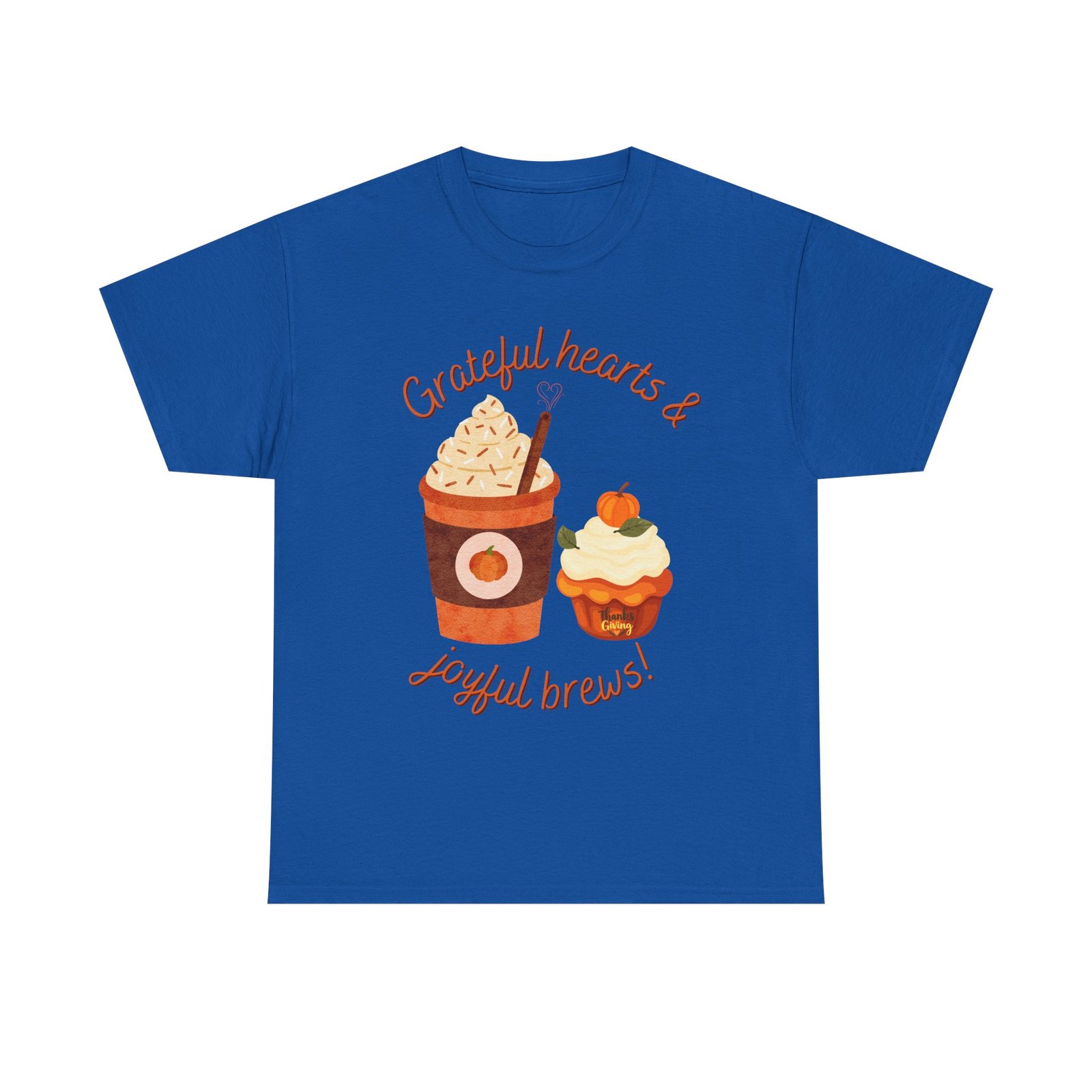 happy thanksgiving grateful hearts & joyful brews tee, unisex cotton shirt, coffee lovers gift, casual wear, cute tee for celebrations, fall fashion