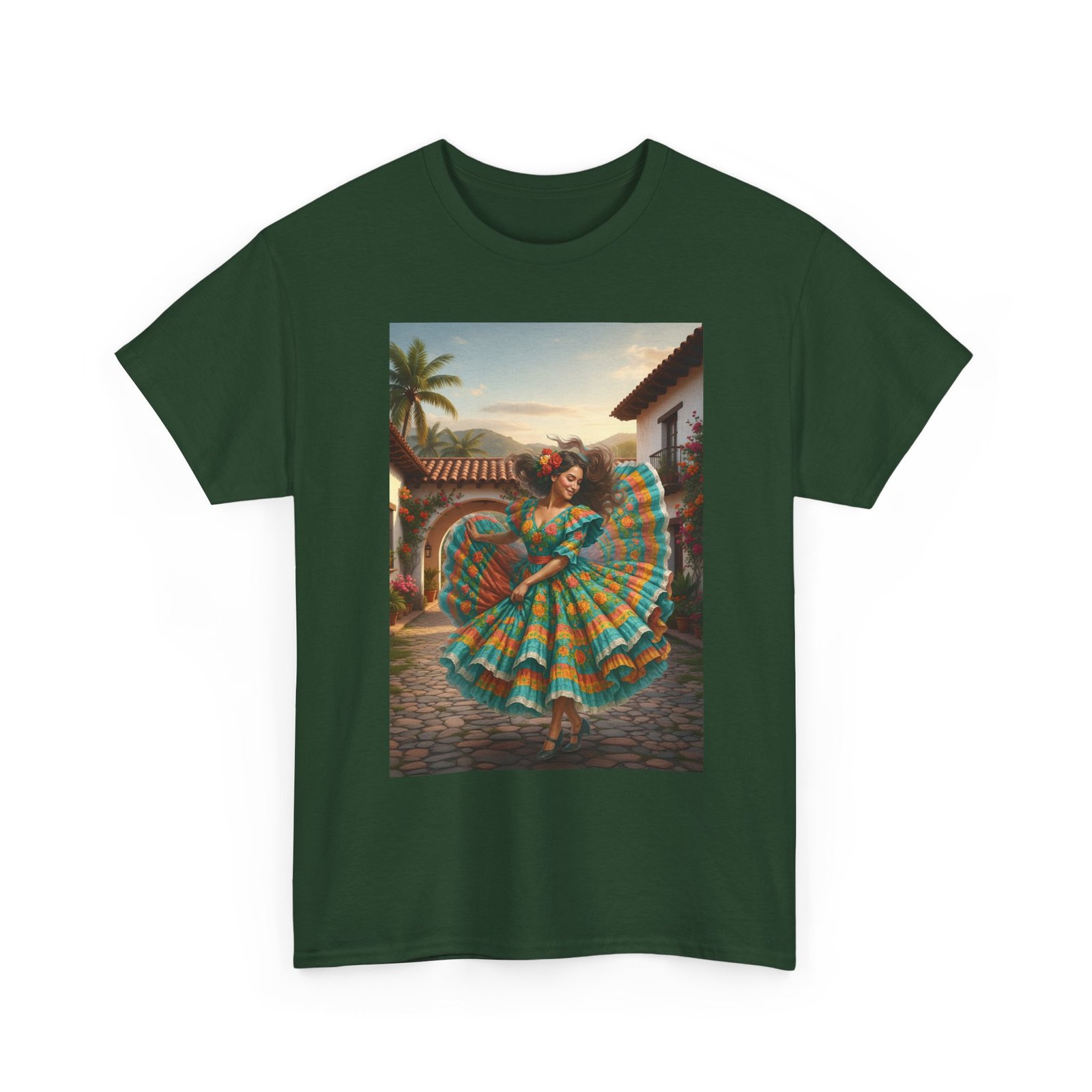 folklórico dancer vibrant graphic tee perfect for festivals, casual outings, gifts, dance lovers, unisex fashion