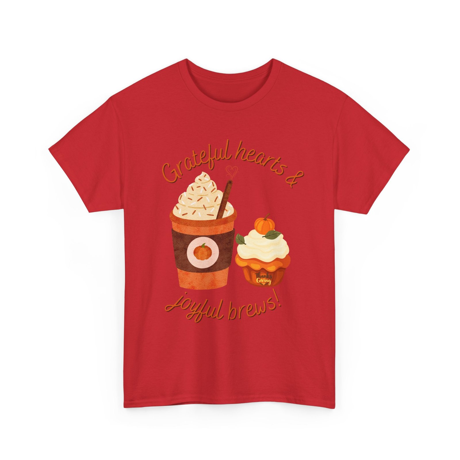 happy thanksgiving grateful hearts & joyful brews tee, unisex cotton shirt, coffee lovers gift, casual wear, cute tee for celebrations, fall fashion