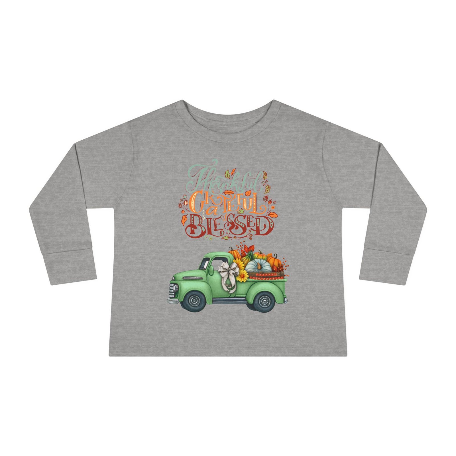 toddler long sleeve tee "grateful & blessed" fall vibes t shirt, kids autumn tee, thanksgiving outfit, cute toddler gift, seasonal shirt