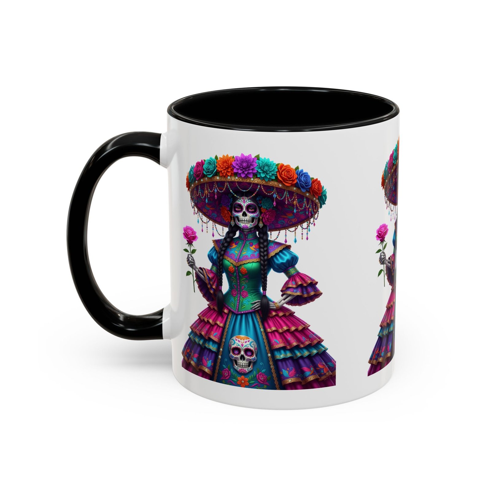 la catrina elegante – día de los muertos inspired artwork, caffeine lover gift, halloween decor, artful drinkware