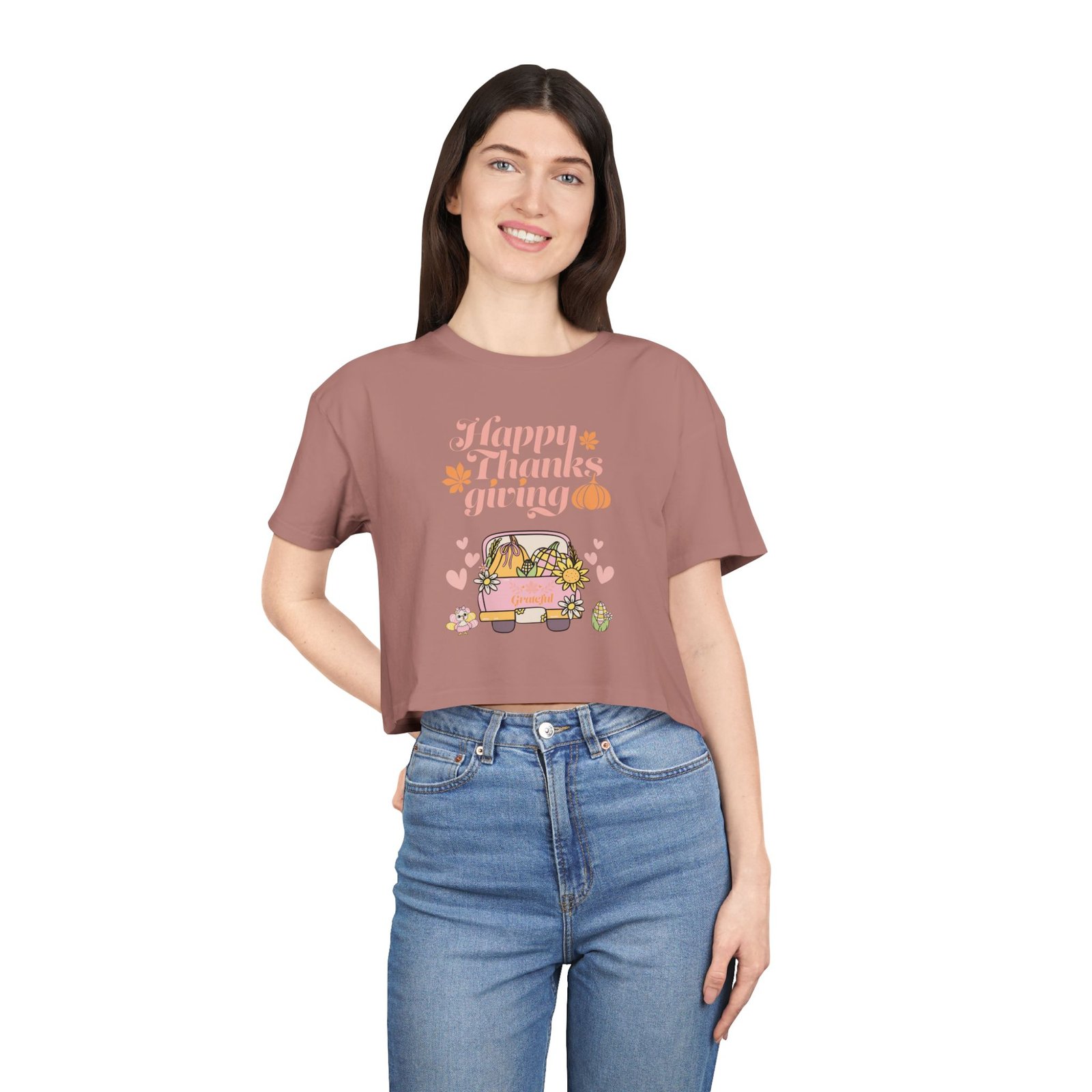 thanksgiving women's crop tee, casual t shirt, fall fashion, thanksgiving gift, cute thanksgiving apparel