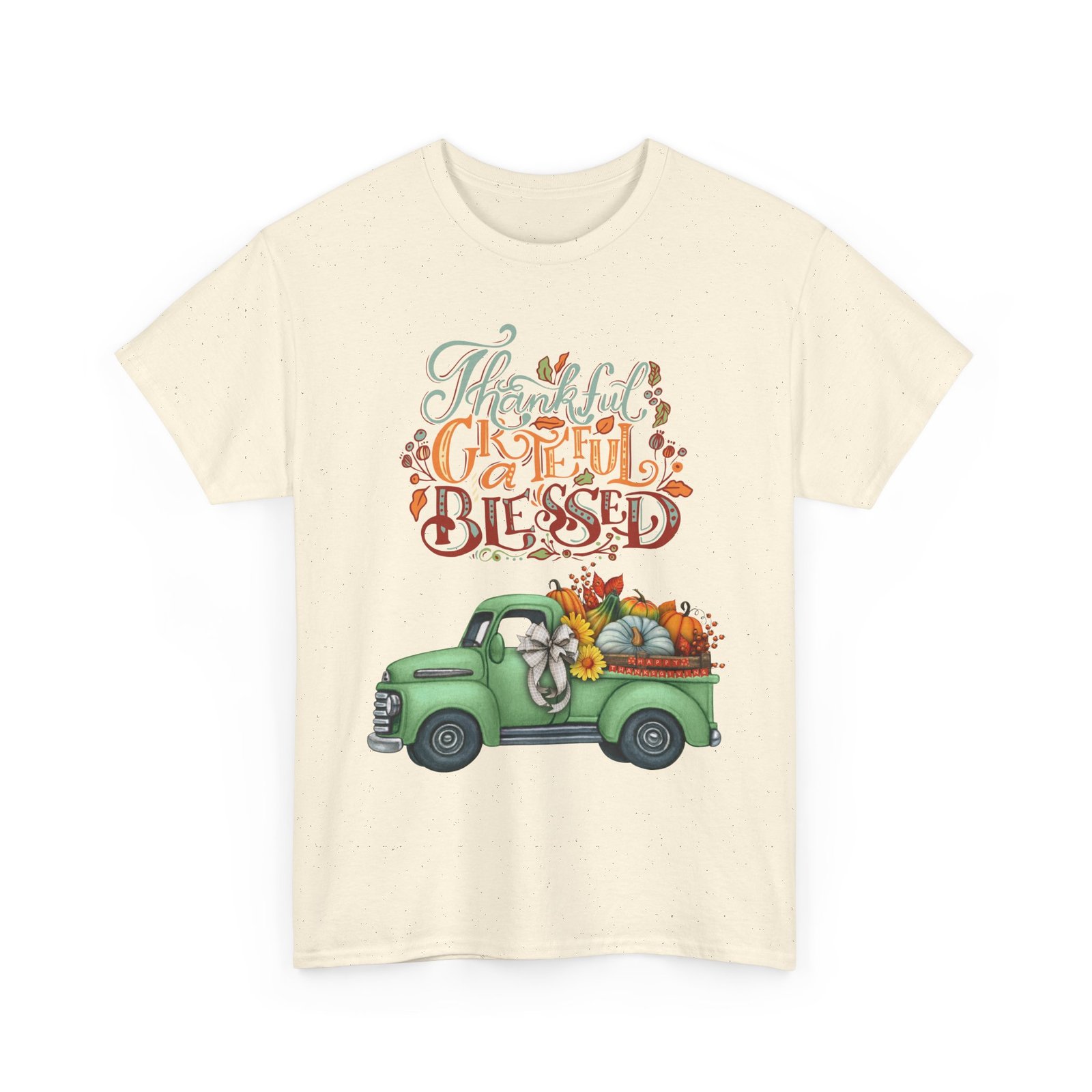 thankful grateful blessed tee, unisex heavy cotton t shirt, fall apparel, thanksgiving shirt, casual wear, gift for friends