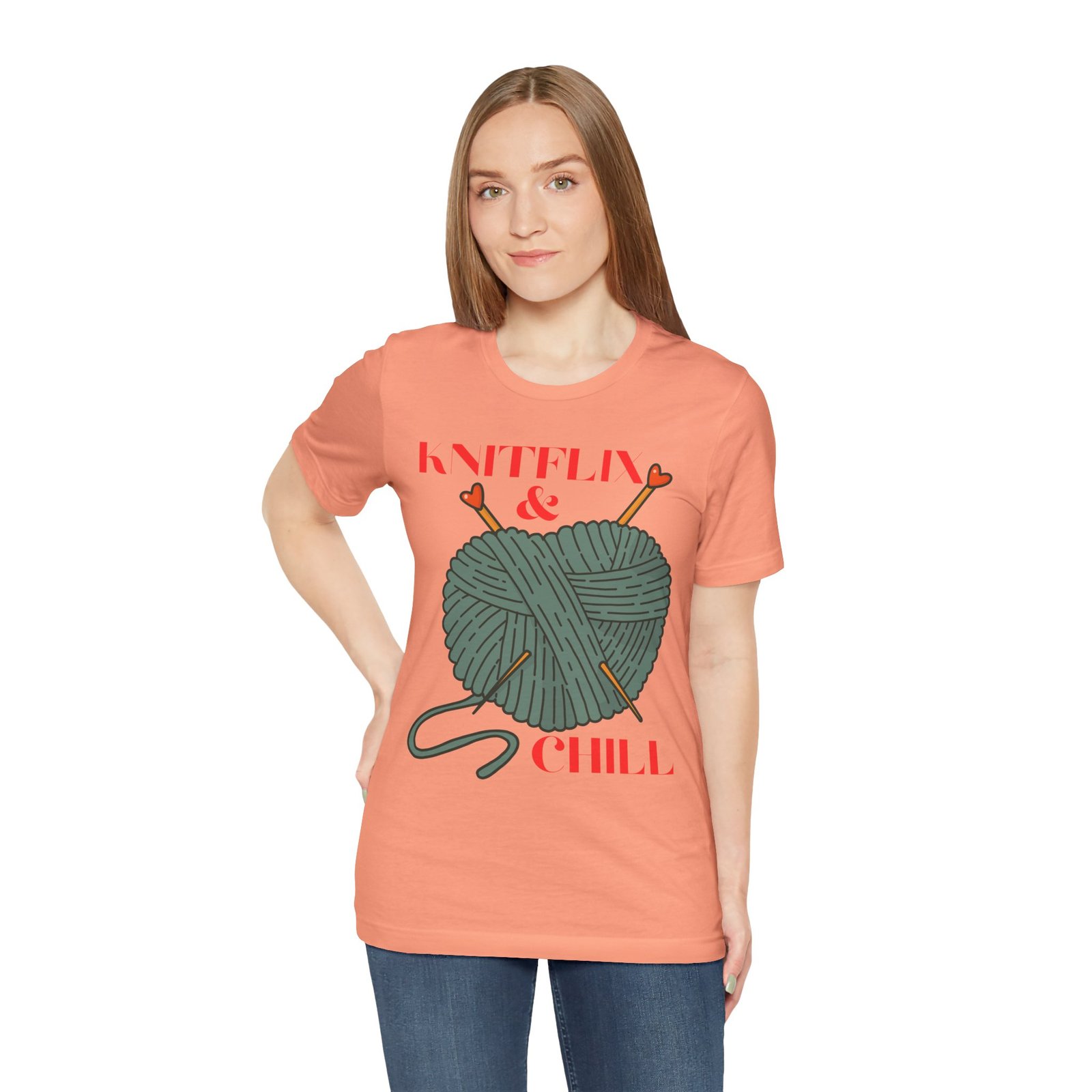 Knitflix & Chill Tee for Craft Lovers - Image 4