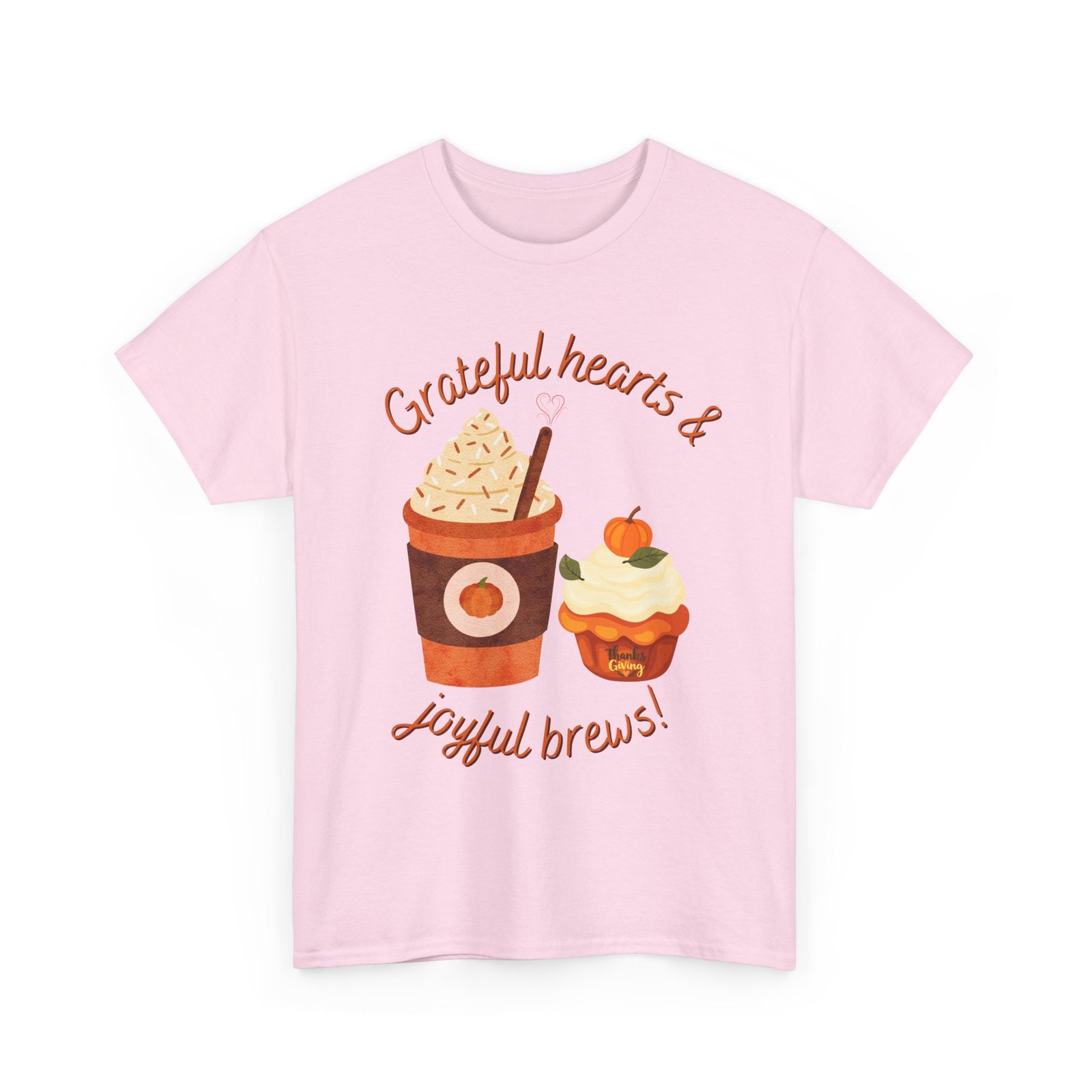 happy thanksgiving grateful hearts & joyful brews tee, unisex cotton shirt, coffee lovers gift, casual wear, cute tee for celebrations, fall fashion