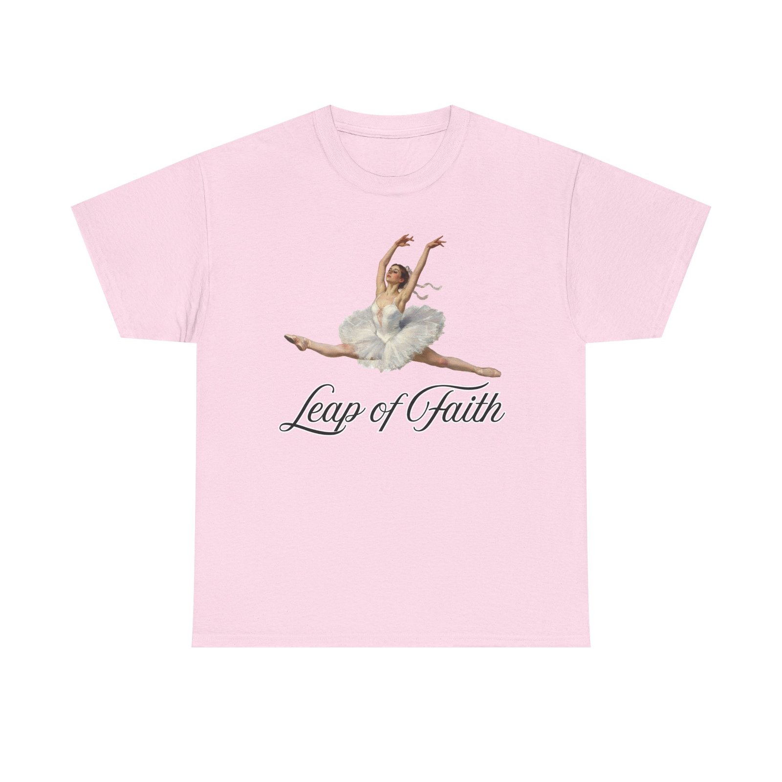 ballet inspired tee leap of faith, dance gift, unisex cotton shirt, inspirational apparel, performance wear, gift for dancers ballerina in a split leap, designed with an impressionist flair, echoing timeless ballet elegance