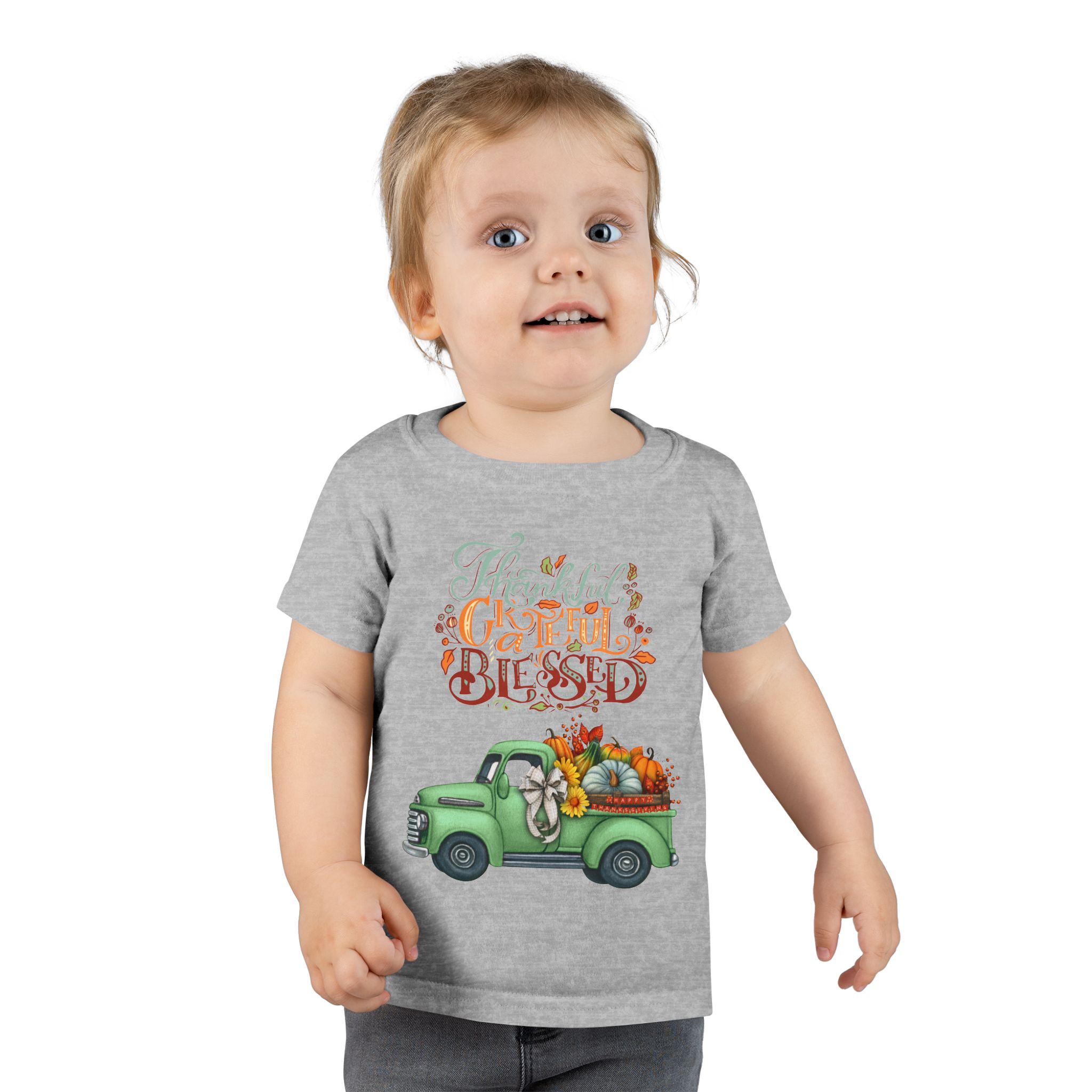 toddler t shirt "grateful & blessed" vintage truck design, fall apparel, holiday gift for kids, autumn fashion, baby shower gift