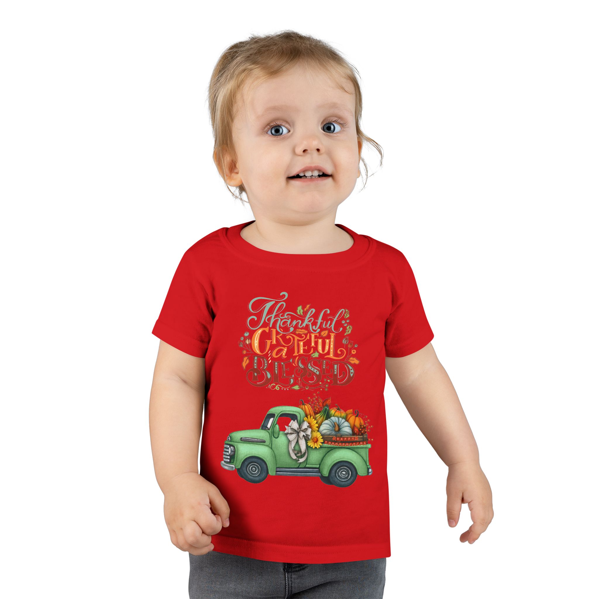 toddler t shirt "grateful & blessed" vintage truck design, fall apparel, holiday gift for kids, autumn fashion, baby shower gift