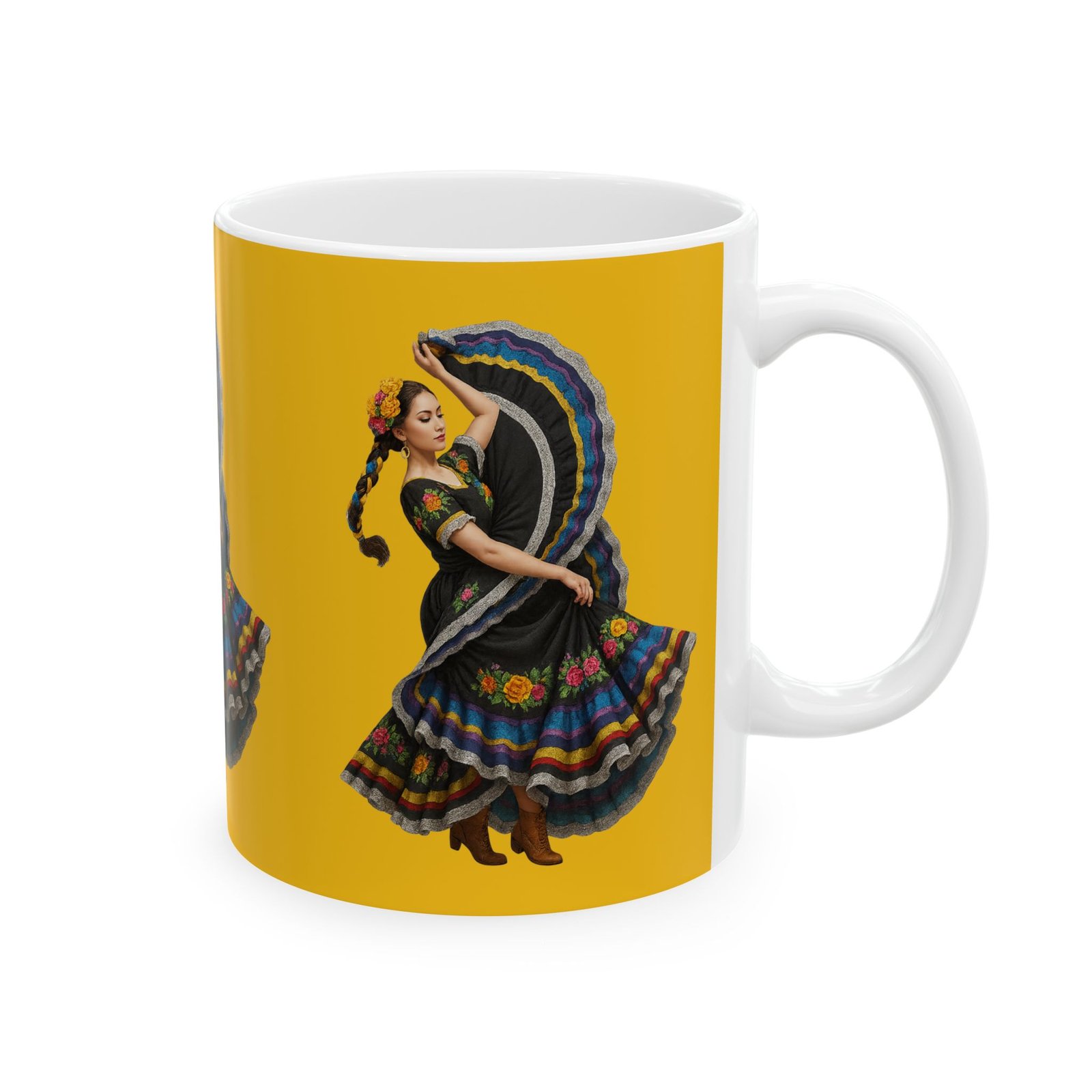vibrant folk art ceramic mug with dancer design | perfect gift for festivals, tea lovers, home decor, kitchen essentials