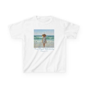 whimsical girl at the beach fun kids tee, summer shirt, beach day tee, vacation outfit, cute kids clothing