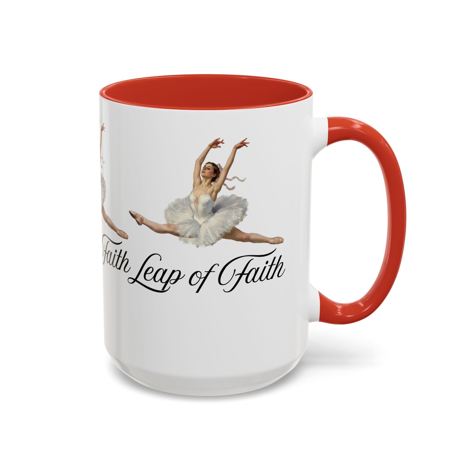 ballet themed coffee mug 15 oz : leap of faith, perfect gift for dancers, inspirational cup for performers, motivational decor, dance lover's mug