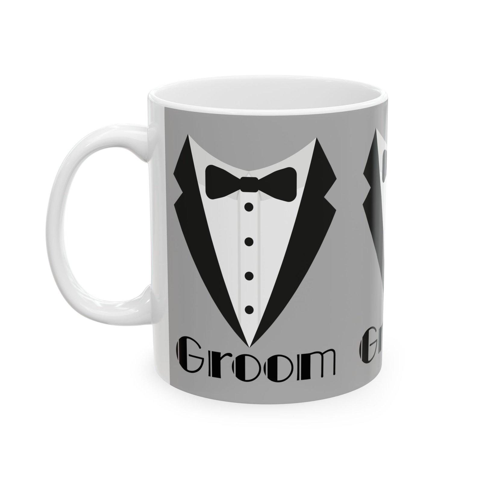 groom tuxedo mug 11 oz | wedding gift, groomsmen proposal, bridal shower, anniversary, engagement celebration