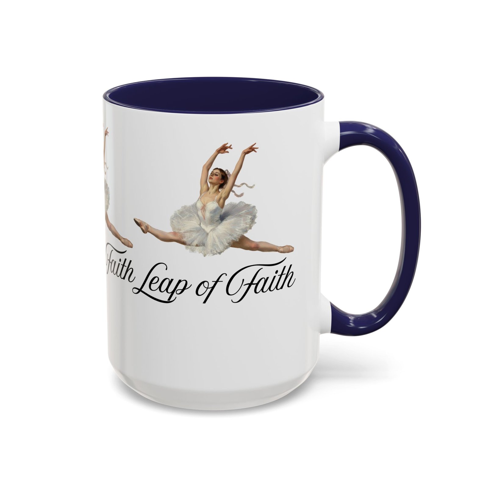 ballet themed coffee mug 15 oz : leap of faith, perfect gift for dancers, inspirational cup for performers, motivational decor, dance lover's mug