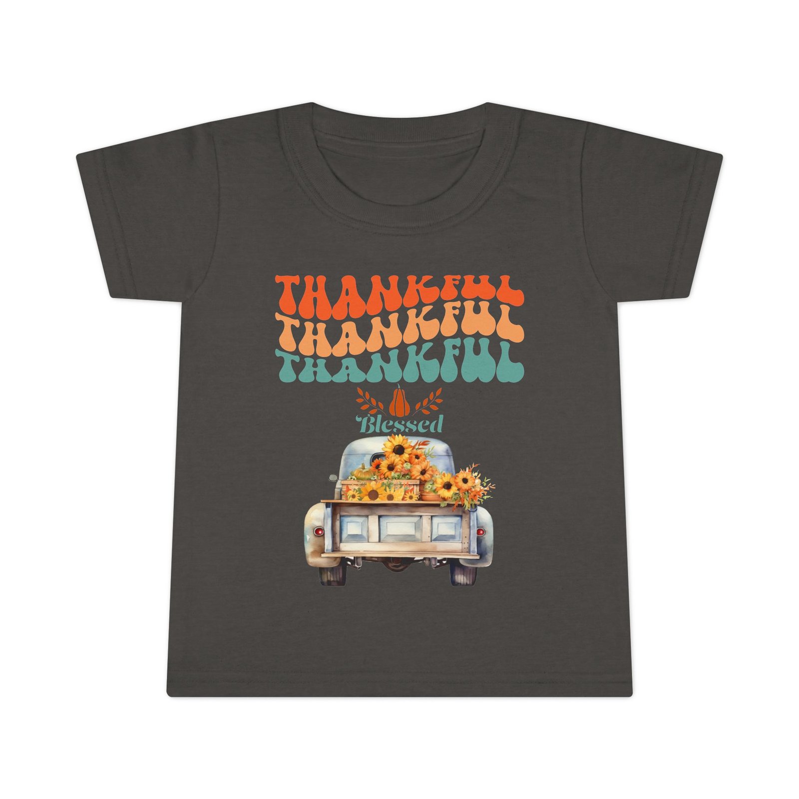 toddler t shirt thankful vintage car design, cute autumn apparel, fall celebration shirt, kids gratitude tee, gifts for thanksgiving