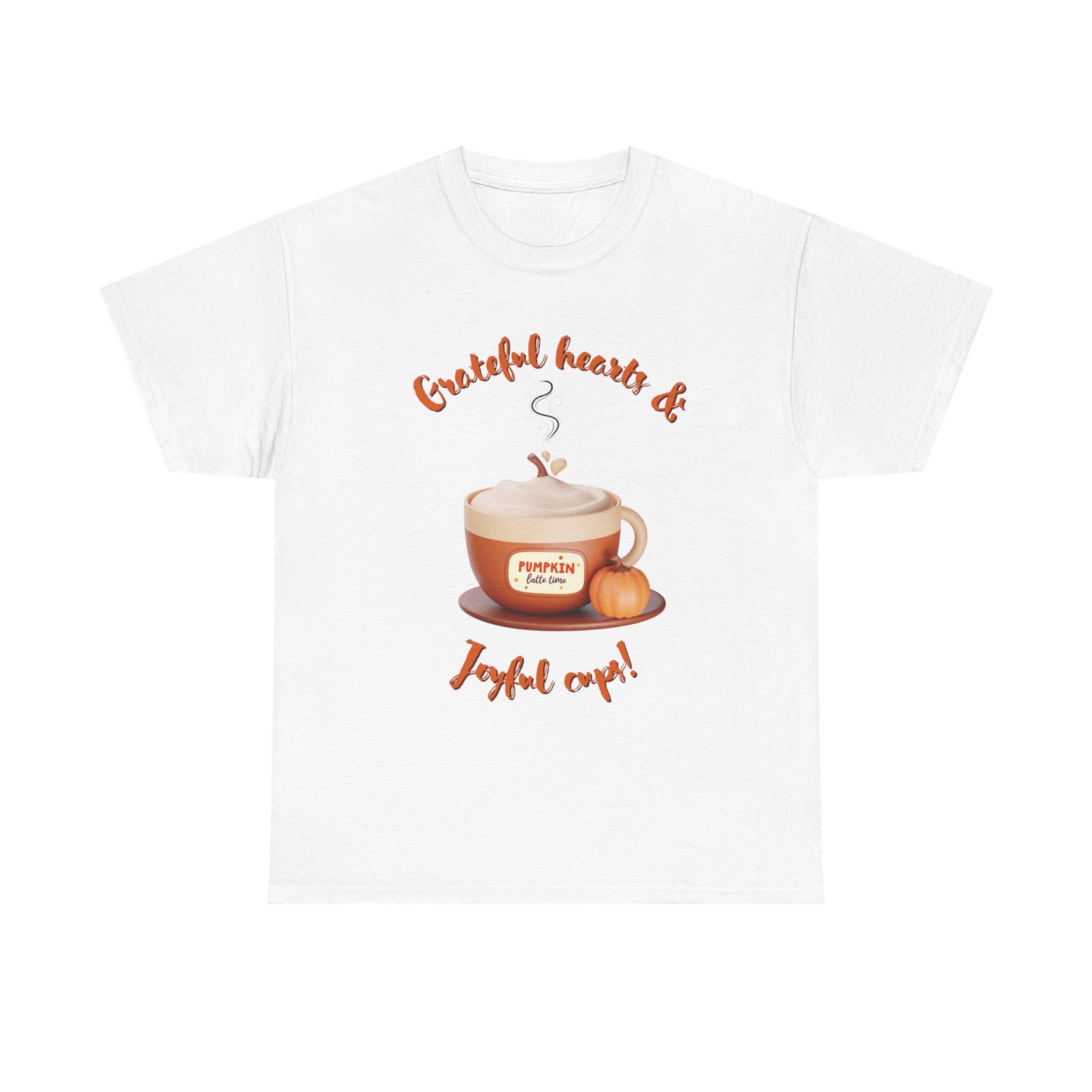 happy thanksgiving grateful hearts & joyful cups unisex tee, cozy fall t shirt, thanksgiving gift, coffee lover apparel, autumn fashion