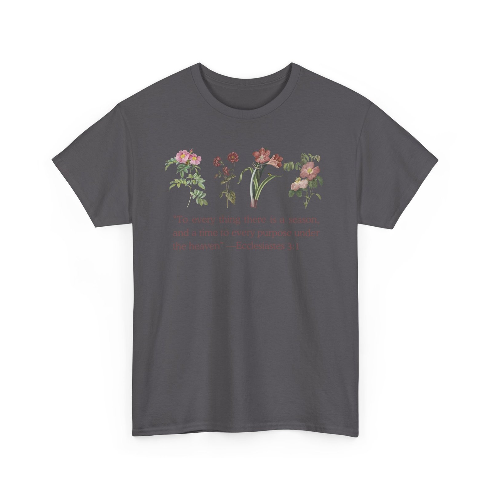 christian biblical inspirational floral quote tee, nature lover gift, eco friendly fashion, casual everyday wear