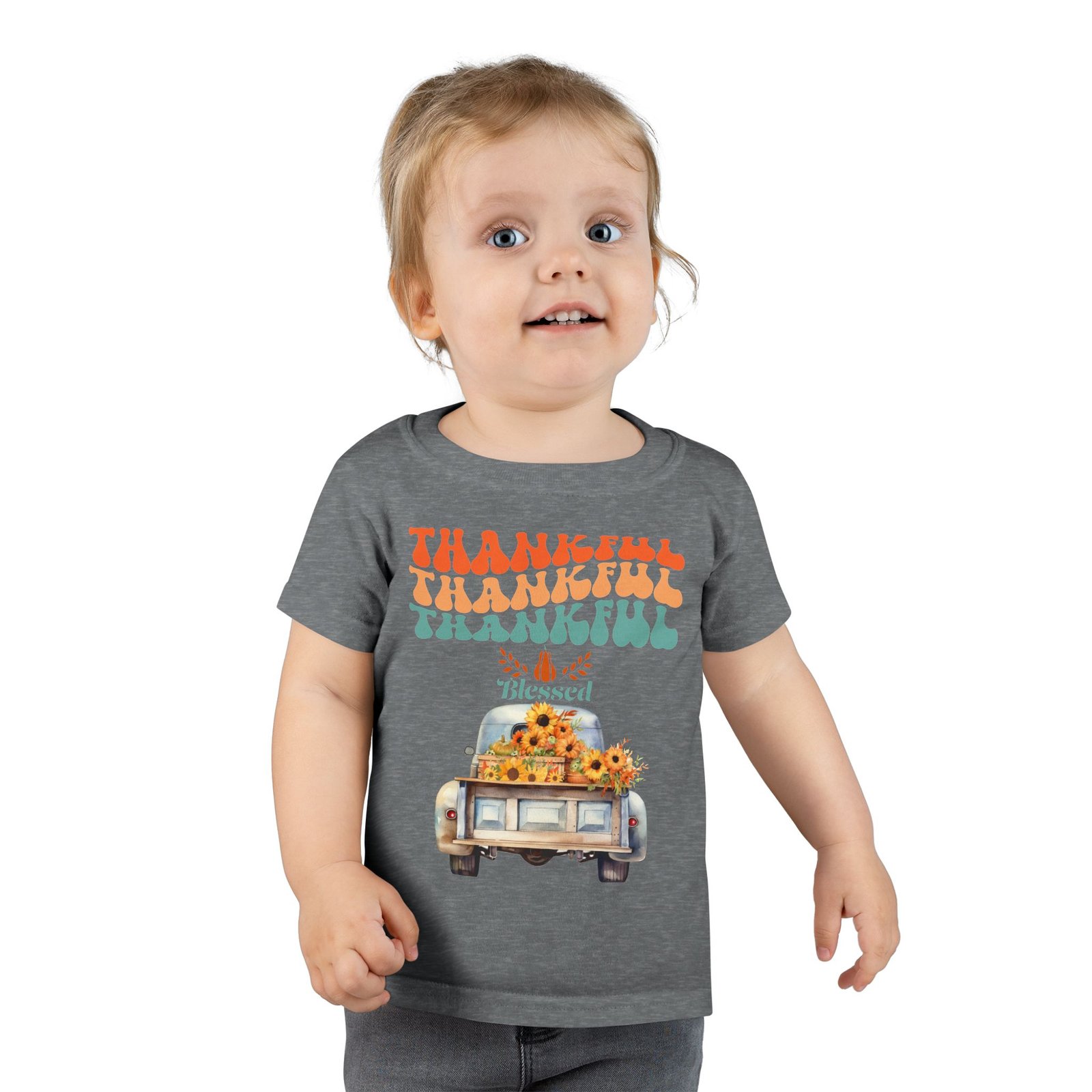 toddler t shirt thankful vintage car design, cute autumn apparel, fall celebration shirt, kids gratitude tee, gifts for thanksgiving