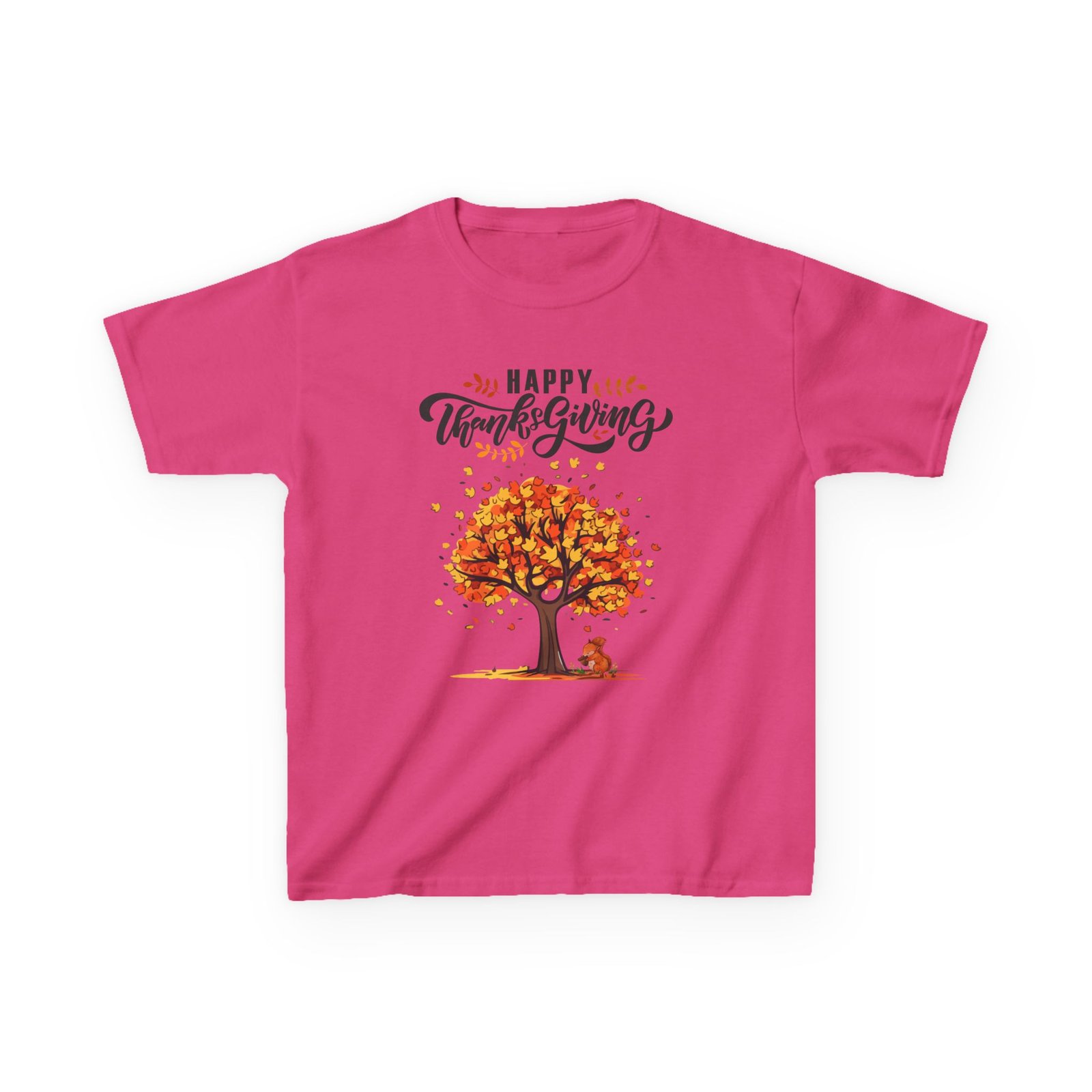 happy thanksgiving kids tee, fall t shirt, autumn apparel, festive gift, holiday outfit, tree and leaves design