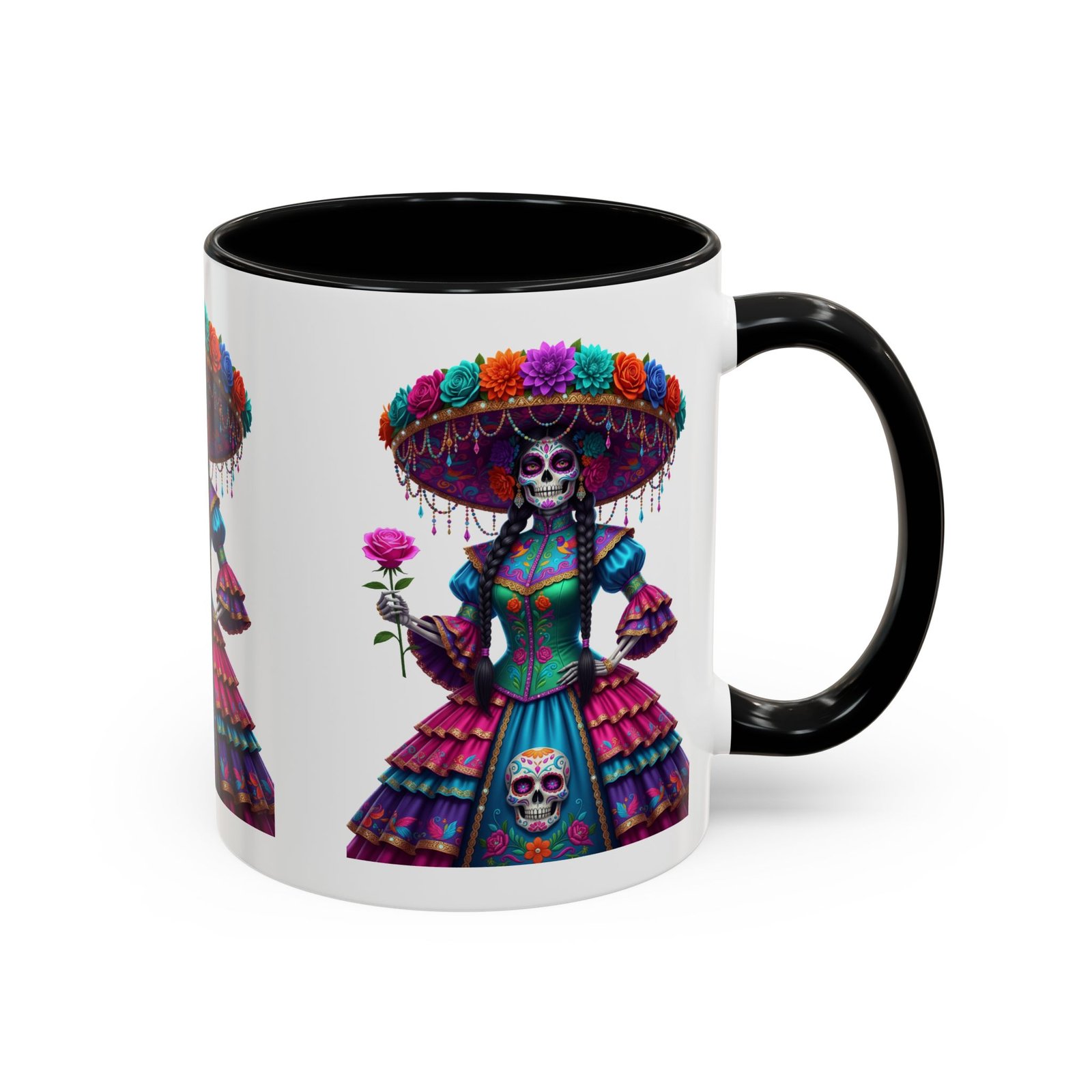 la catrina elegante – día de los muertos inspired artwork, caffeine lover gift, halloween decor, artful drinkware