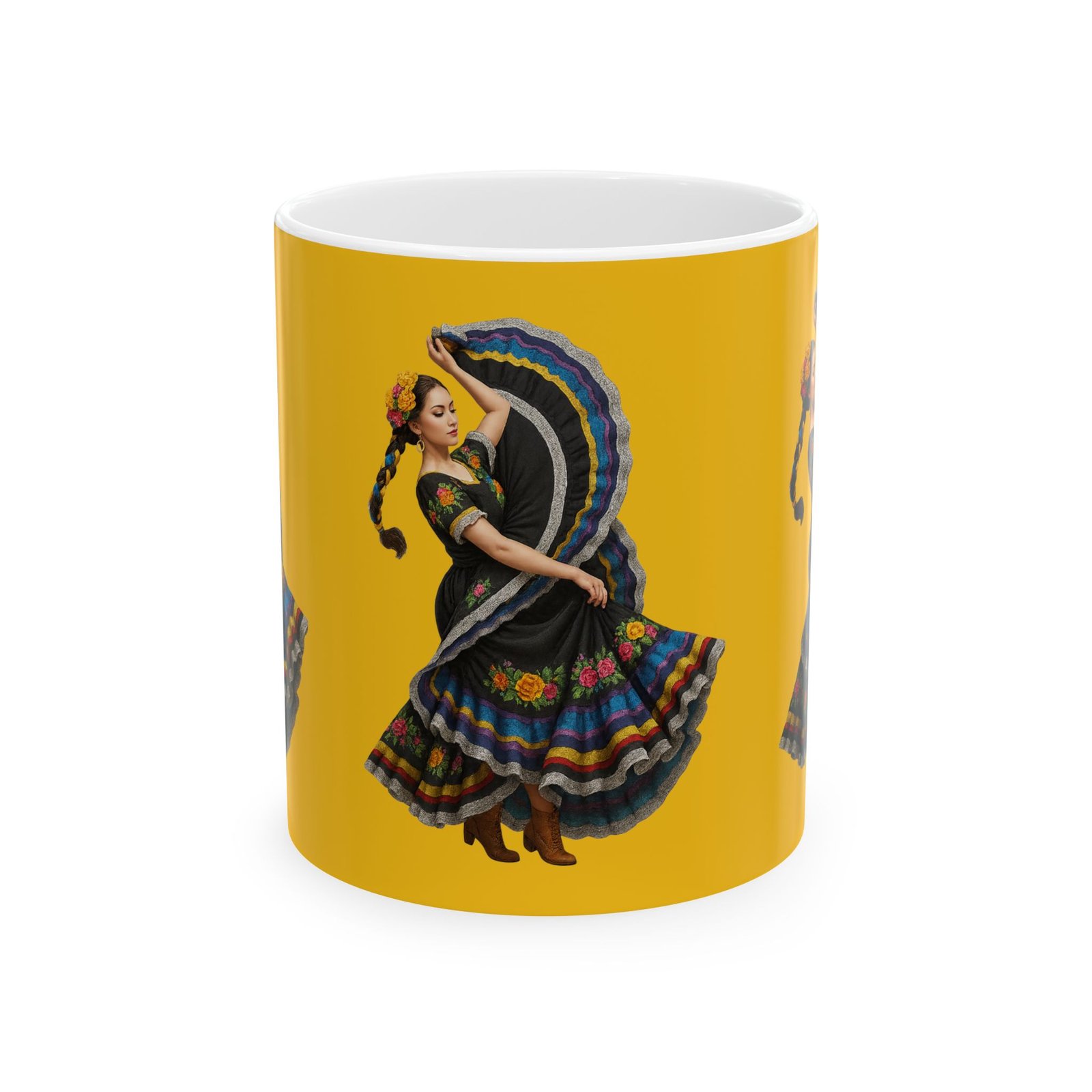 vibrant folk art ceramic mug with dancer design | perfect gift for festivals, tea lovers, home decor, kitchen essentials