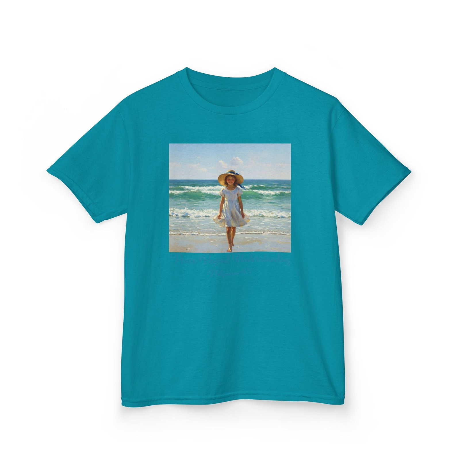 whimsical girl at the beach fun kids tee, summer shirt, beach day tee, vacation outfit, cute kids clothing