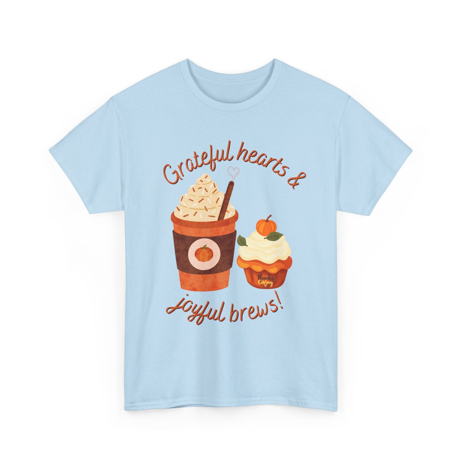 happy thanksgiving grateful hearts & joyful brews tee, unisex cotton shirt, coffee lovers gift, casual wear, cute tee for celebrations, fall fashion