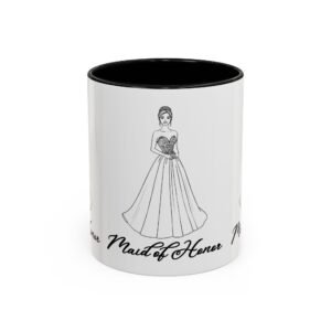 maid of honor coffee mug, bridal party gift, wedding celebration mug, customizable maid of honor cup, cute coffee lover gift