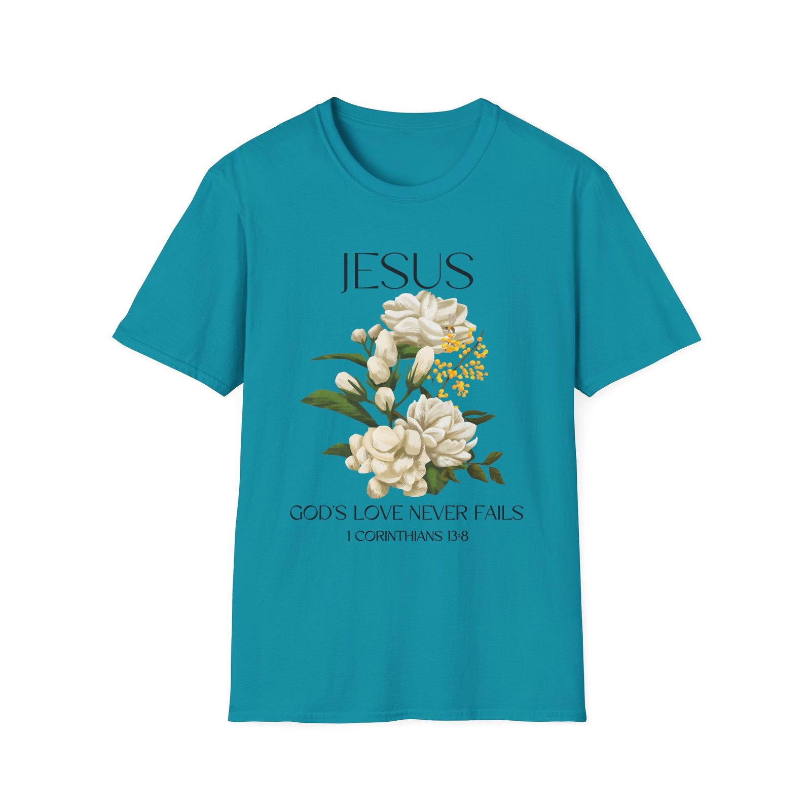 jesus floral faith t shirt christian graphic tee, inspirational gift, religious apparel, casualwear, unisex