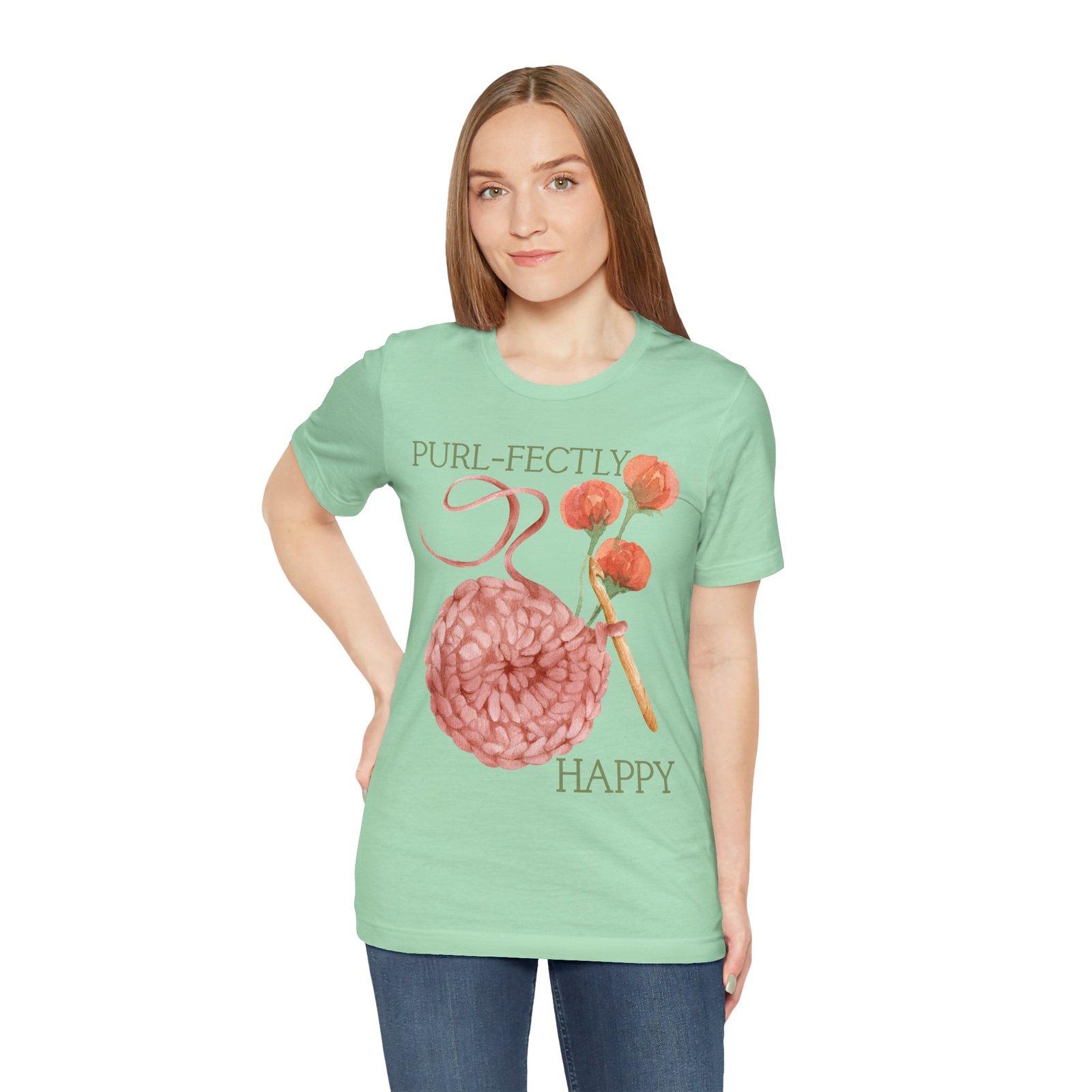 Purl-fectly Happy Crafting Joy Tee -Unisex Short Sleeve Shirt - Image 59