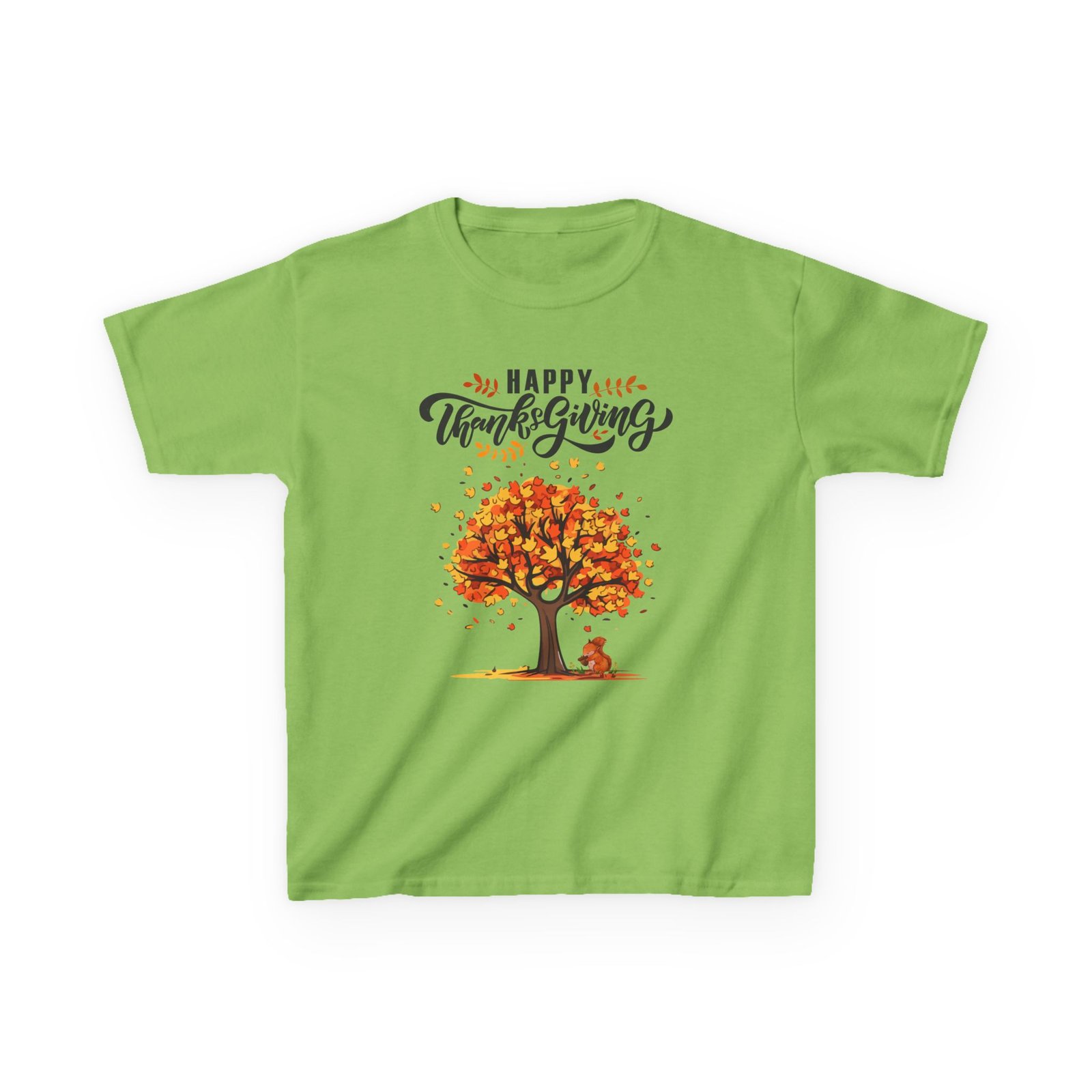 happy thanksgiving kids tee, fall t shirt, autumn apparel, festive gift, holiday outfit, tree and leaves design