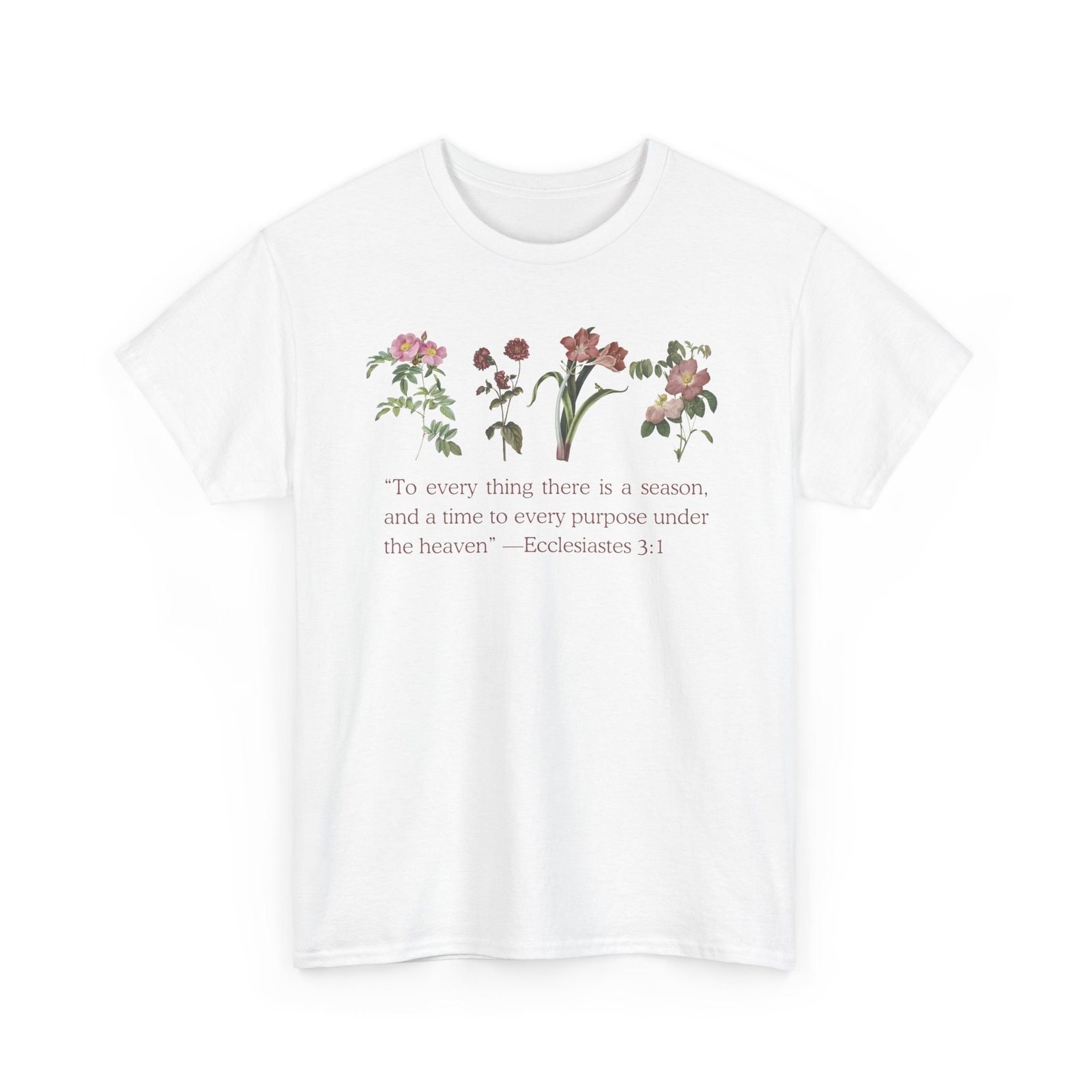 christian biblical inspirational floral quote tee, nature lover gift, eco friendly fashion, casual everyday wear
