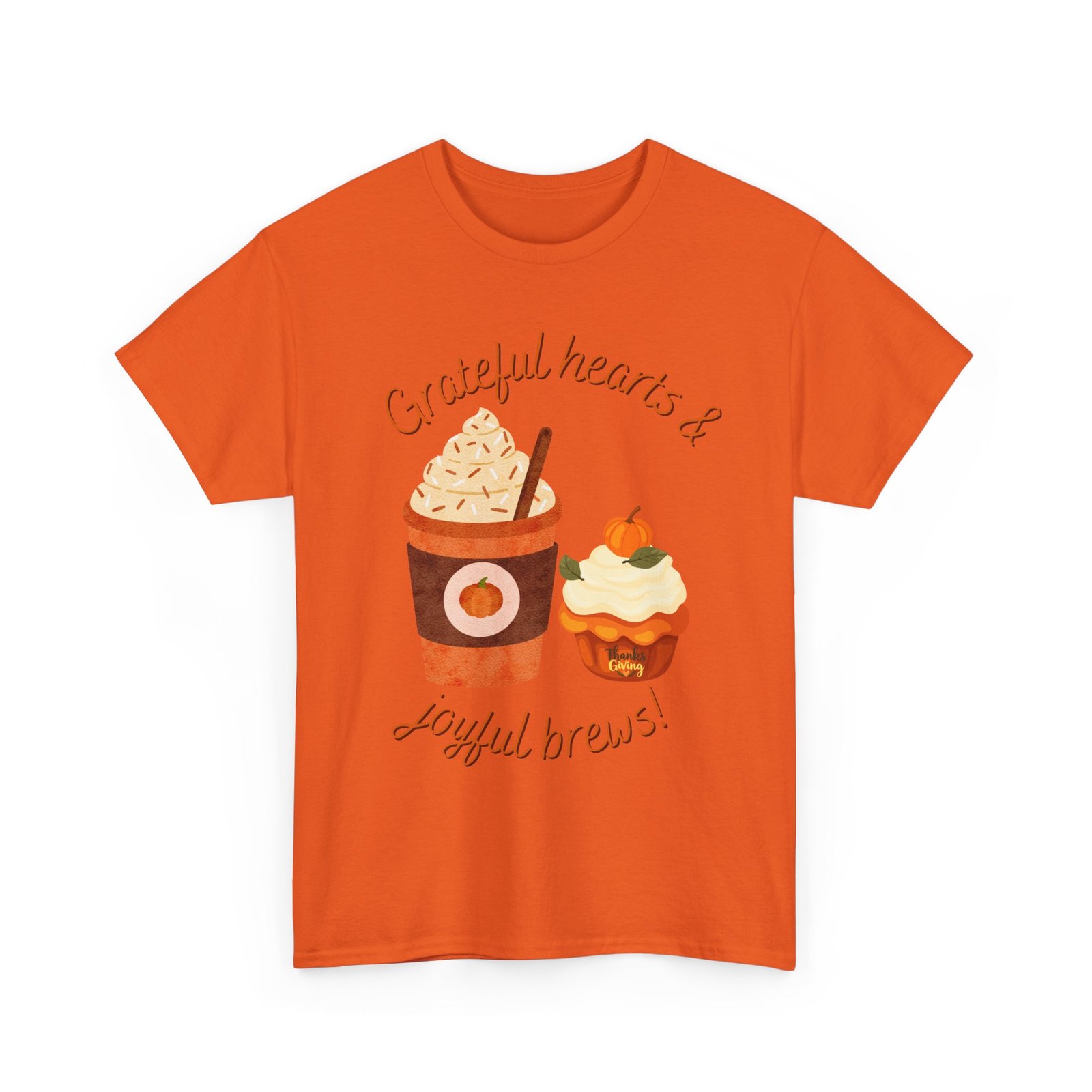 happy thanksgiving grateful hearts & joyful brews tee, unisex cotton shirt, coffee lovers gift, casual wear, cute tee for celebrations, fall fashion