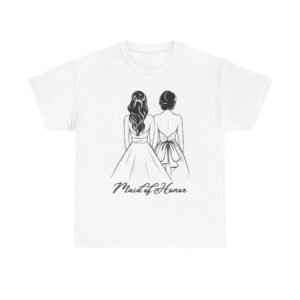 maid of honor tee, unisex heavy cotton t shirt, wedding gift, bridal party attire, customizable bridal wear, fun bachelorette shirt