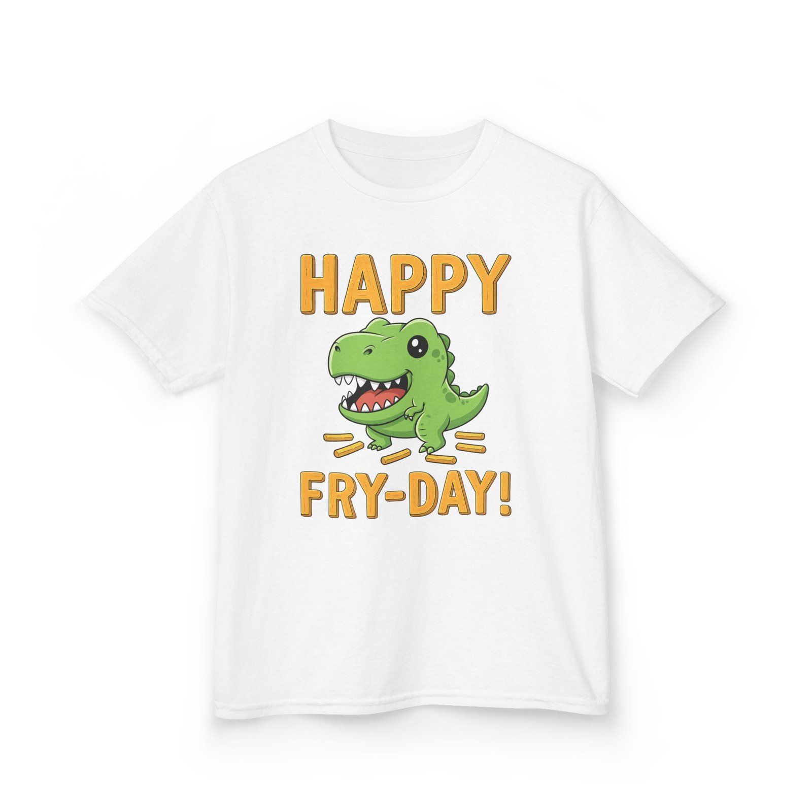 happy fry day kids tee, fun dinosaur t shirt, kids cotton shirt, birthday gift, everyday wear, summer fun, playful tee