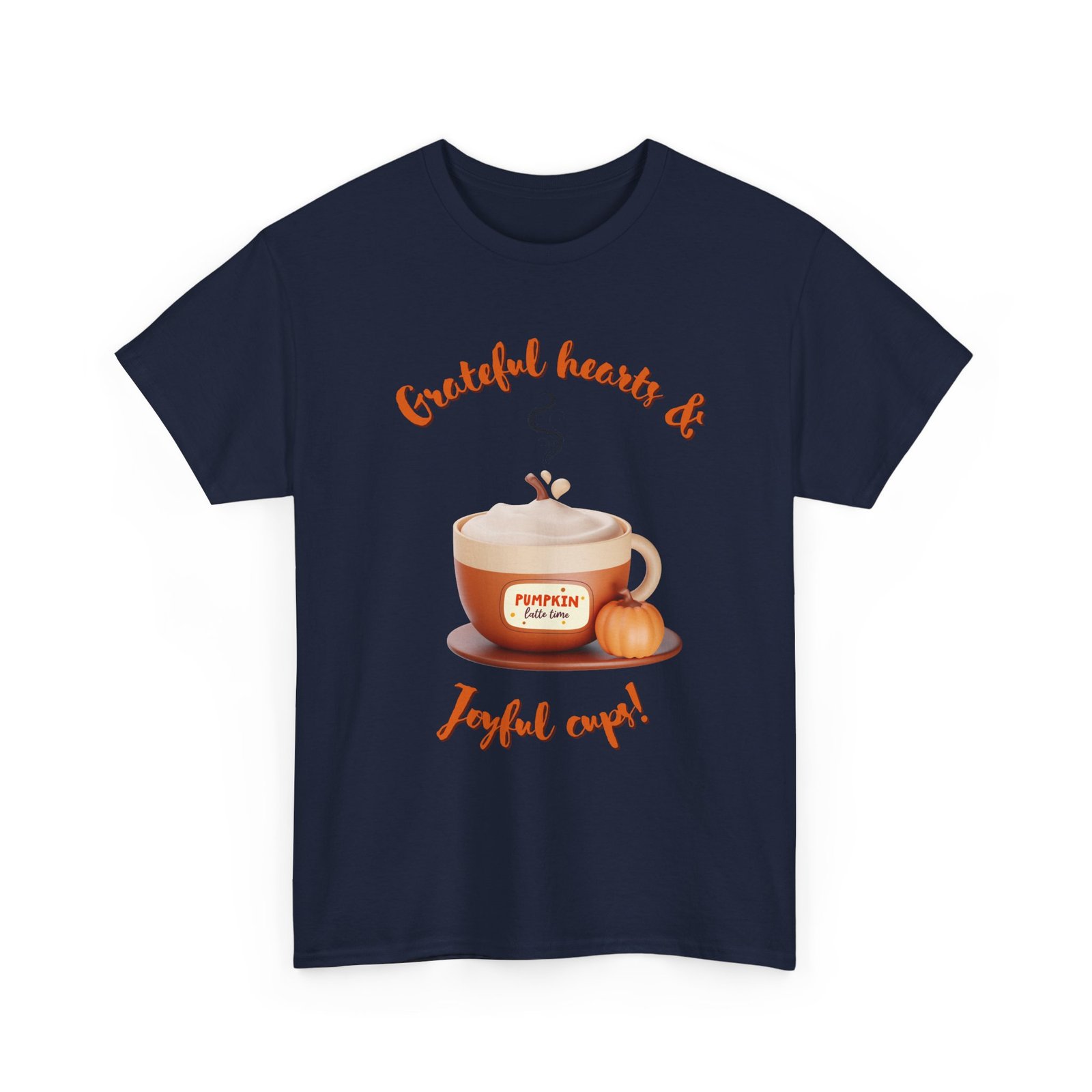 happy thanksgiving grateful hearts & joyful cups unisex tee, cozy fall t shirt, thanksgiving gift, coffee lover apparel, autumn fashion