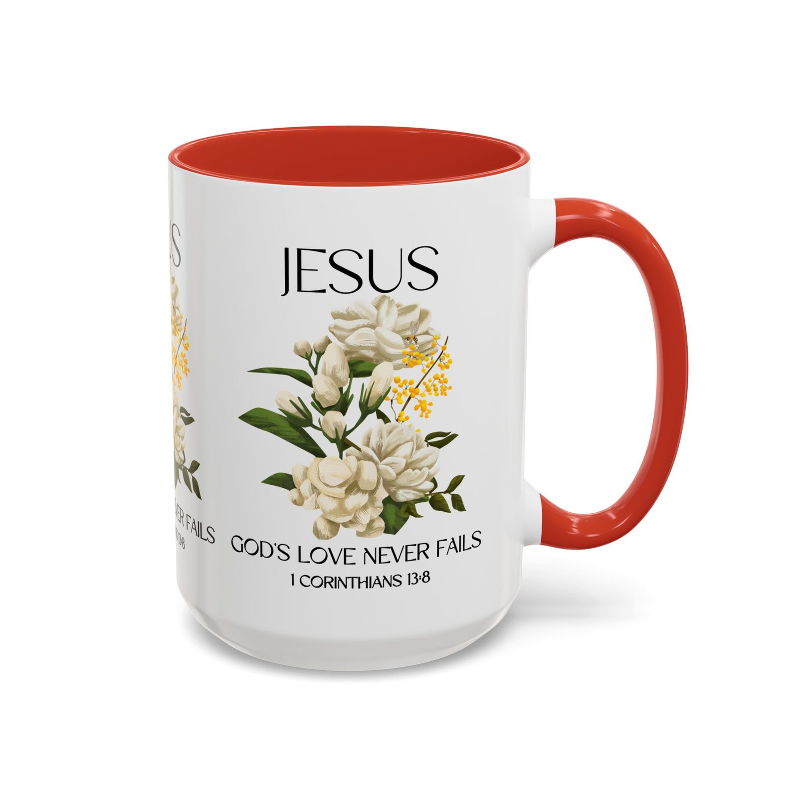 inspirational floral coffee mug 11/15 oz god's love design, christian gift, home decor, mug for faith, coffee lovers