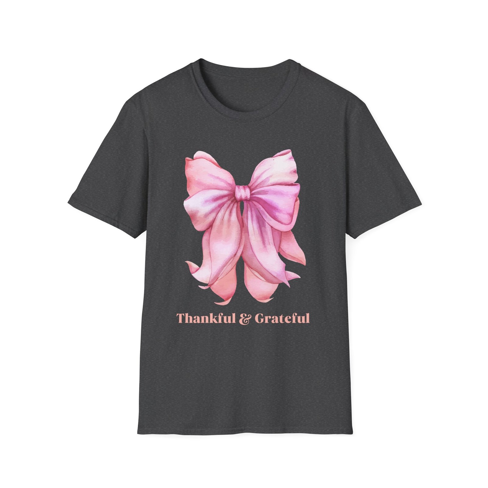 thankful & grateful bow t shirt, unisex softstyle tee, thanksgiving gift, fall apparel, cute casual wear, gratitude shirt