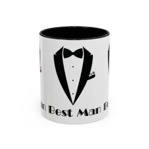 best man accent coffee mug 11/15 oz, groom’s gift, wedding party favor, unique best man gift, black and white coffee cup