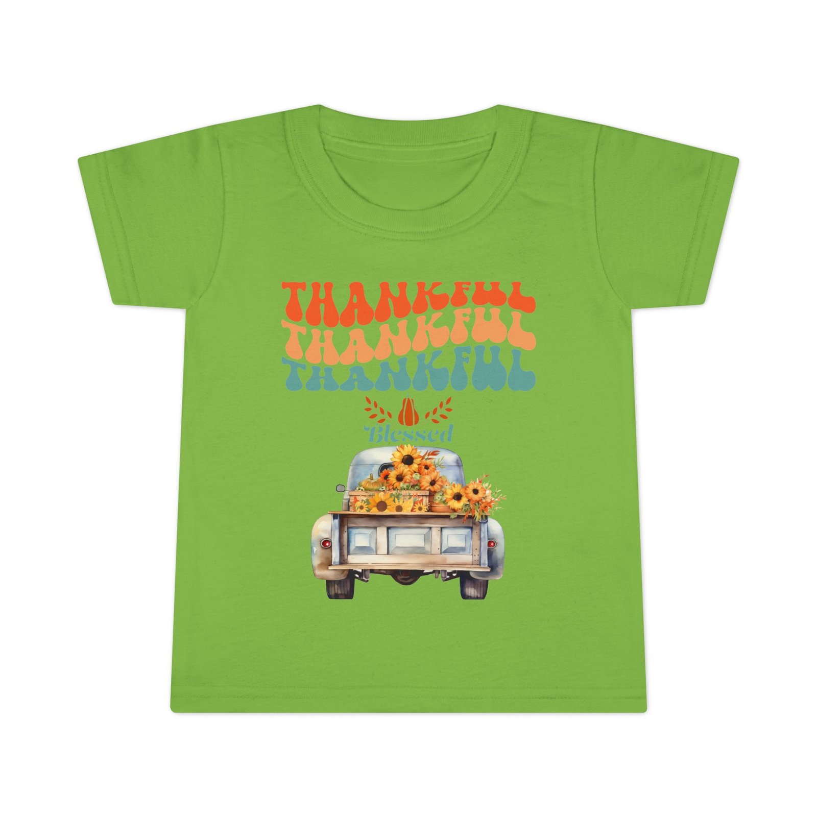 toddler t shirt thankful vintage car design, cute autumn apparel, fall celebration shirt, kids gratitude tee, gifts for thanksgiving