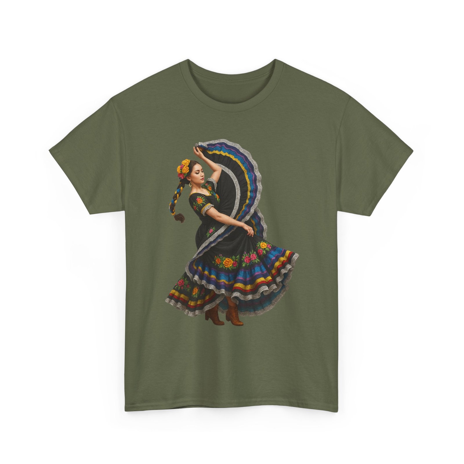 folklórico cultural dance graphic tee, unisex heavy cotton t shirt, festival apparel, bohemian style shirt, gift for dancers, ethnic art tee