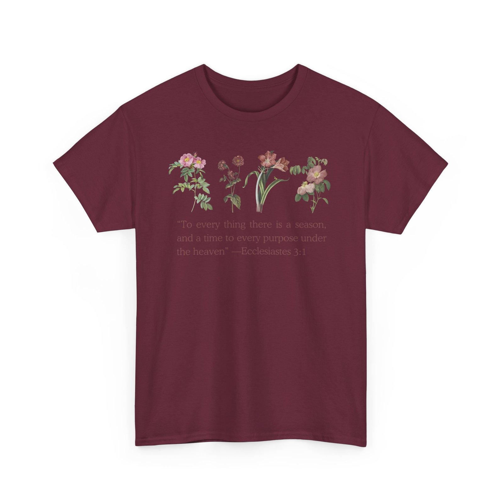 christian biblical inspirational floral quote tee, nature lover gift, eco friendly fashion, casual everyday wear