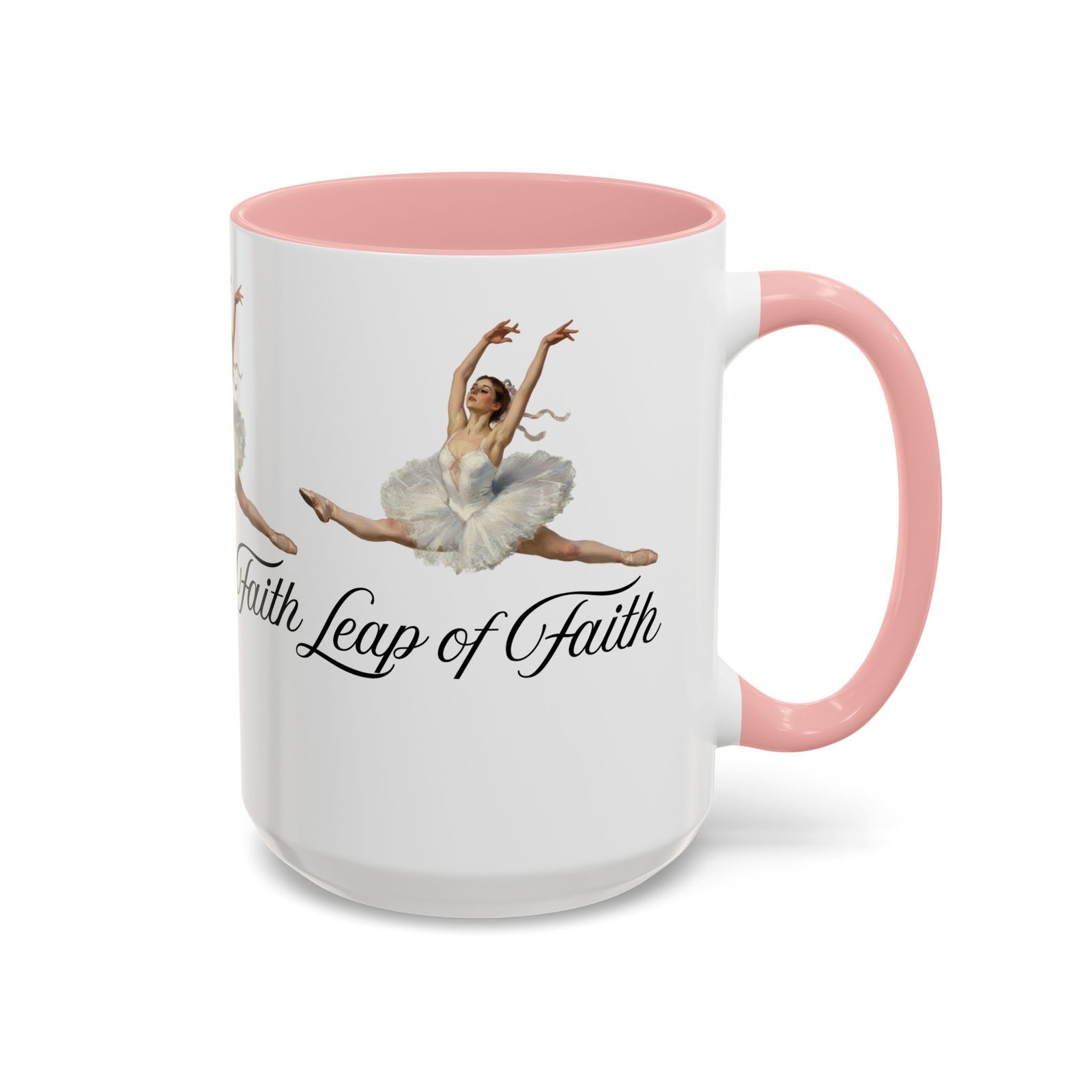 ballet themed coffee mug 15 oz : leap of faith, perfect gift for dancers, inspirational cup for performers, motivational decor, dance lover's mug