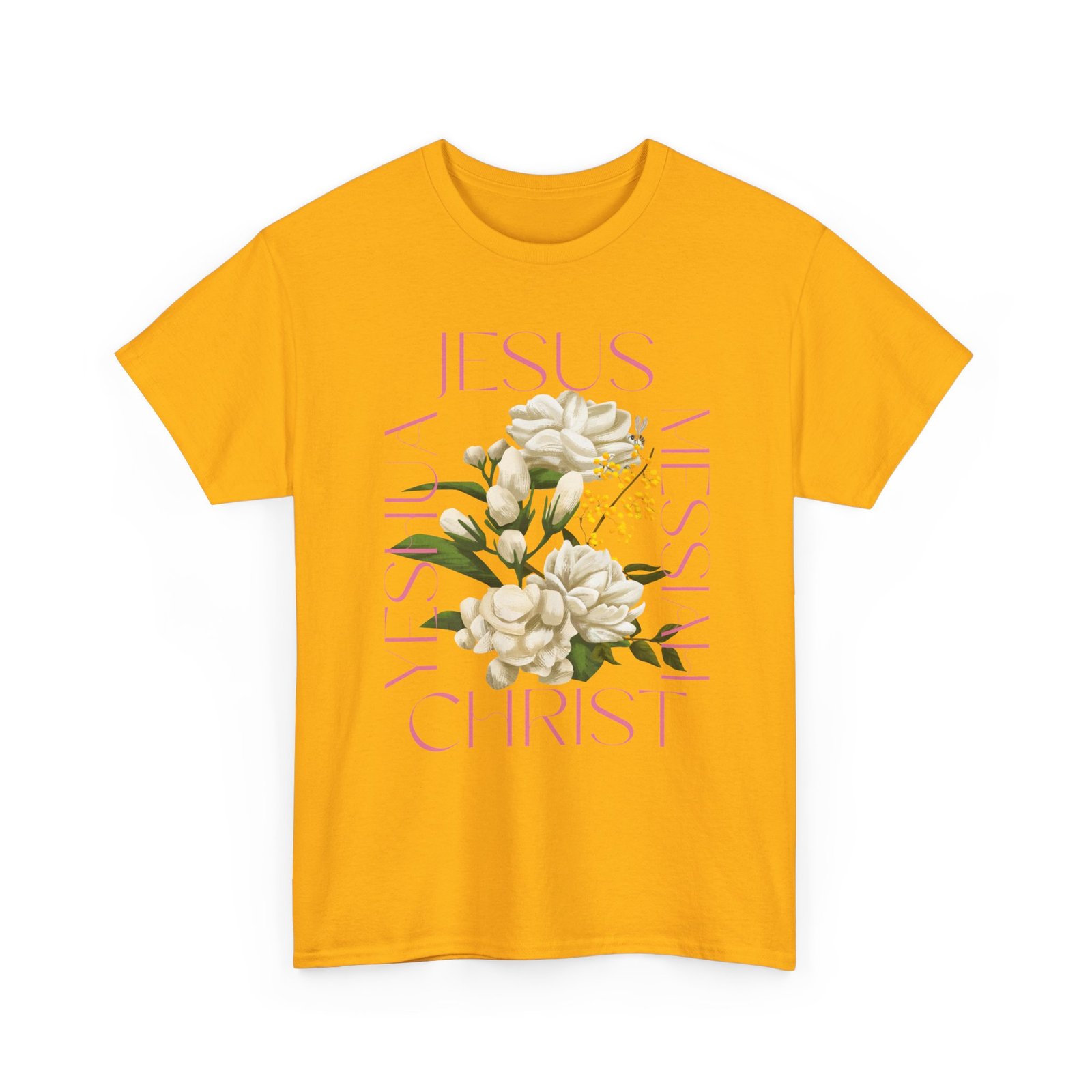 Floral "Jesus Name Design" Heavy Cotton Tee-Unisex T-Shirt-Inspirational Clothing - Image 19