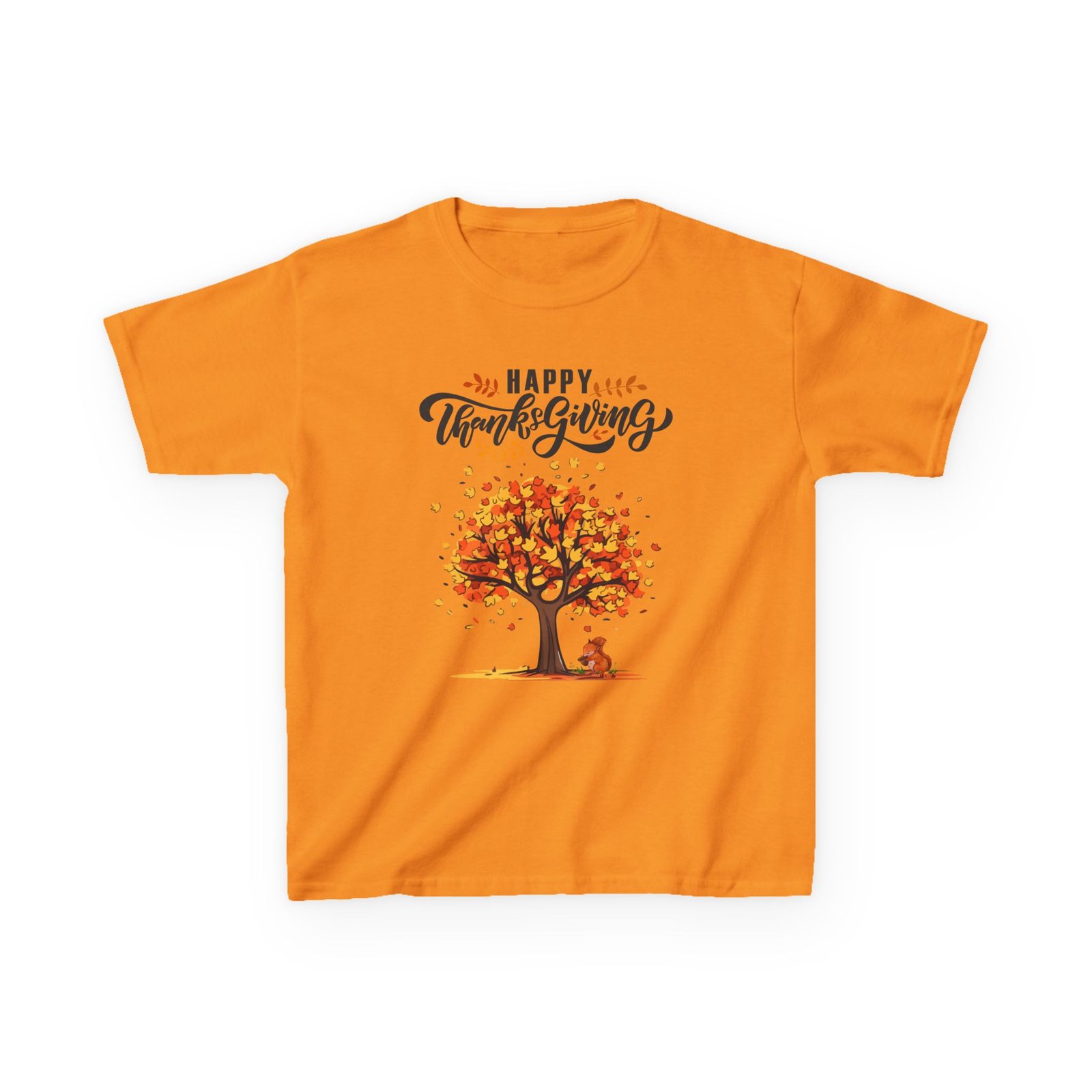 happy thanksgiving kids tee, fall t shirt, autumn apparel, festive gift, holiday outfit, tree and leaves design