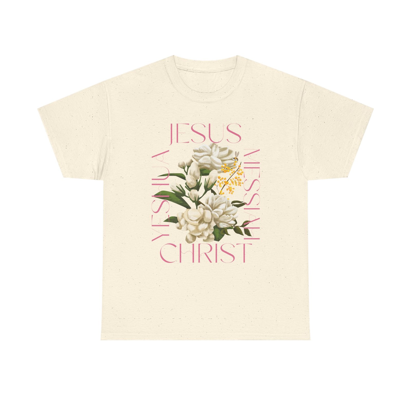 Floral "Jesus Name Design" Heavy Cotton Tee-Unisex T-Shirt-Inspirational Clothing - Image 29