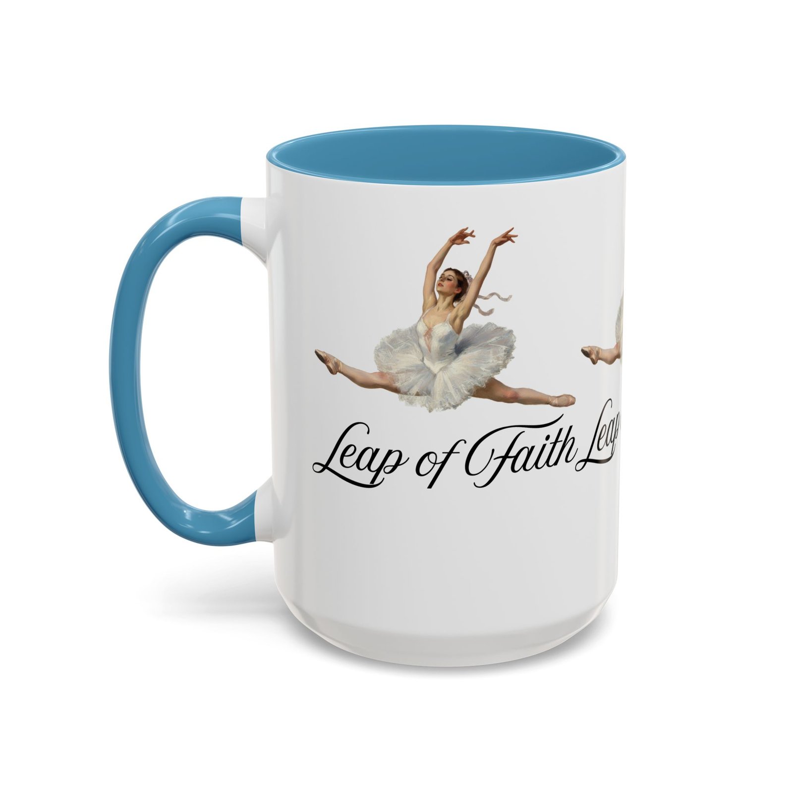 ballet themed coffee mug 15 oz : leap of faith, perfect gift for dancers, inspirational cup for performers, motivational decor, dance lover's mug