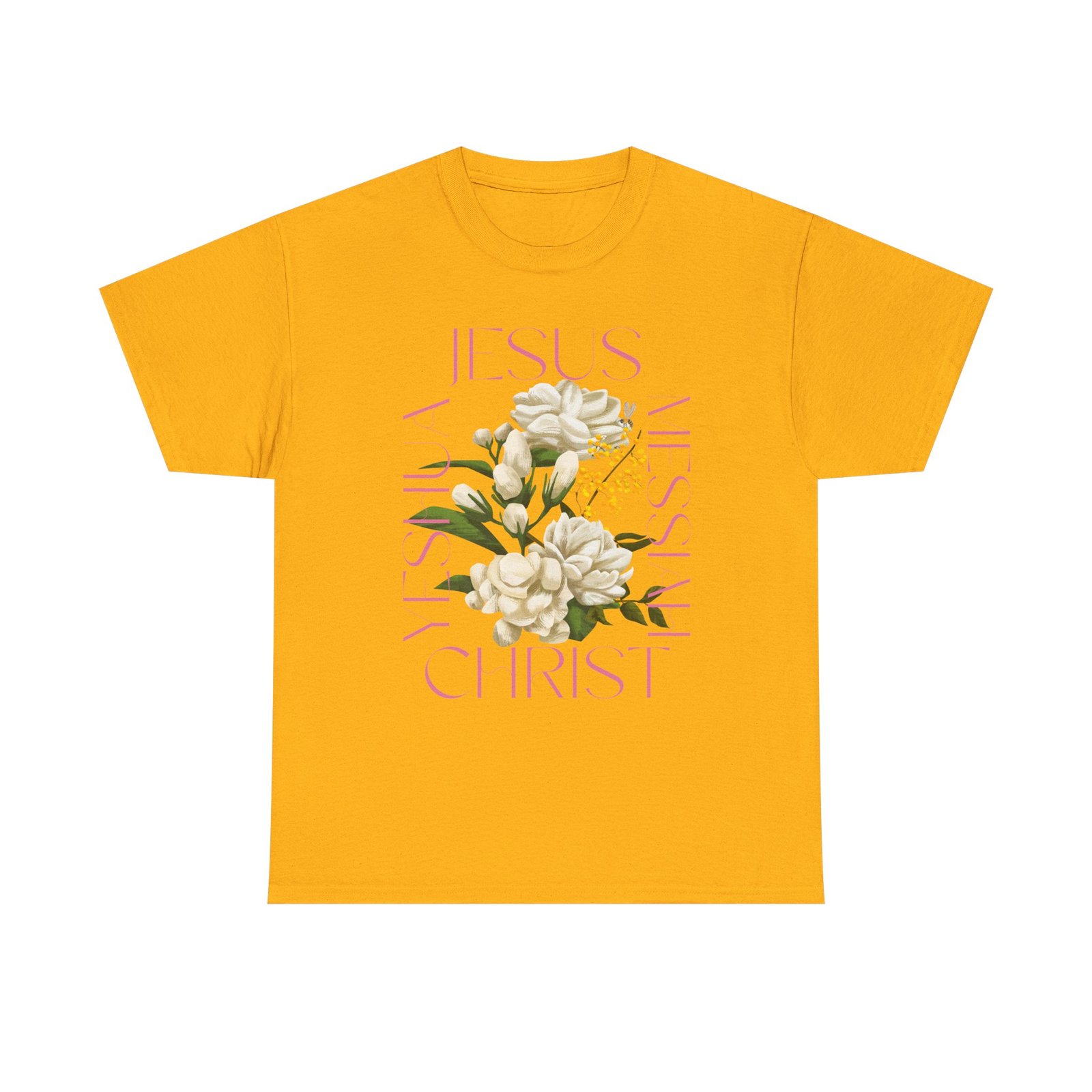 Floral "Jesus Name Design" Heavy Cotton Tee-Unisex T-Shirt-Inspirational Clothing - Image 17