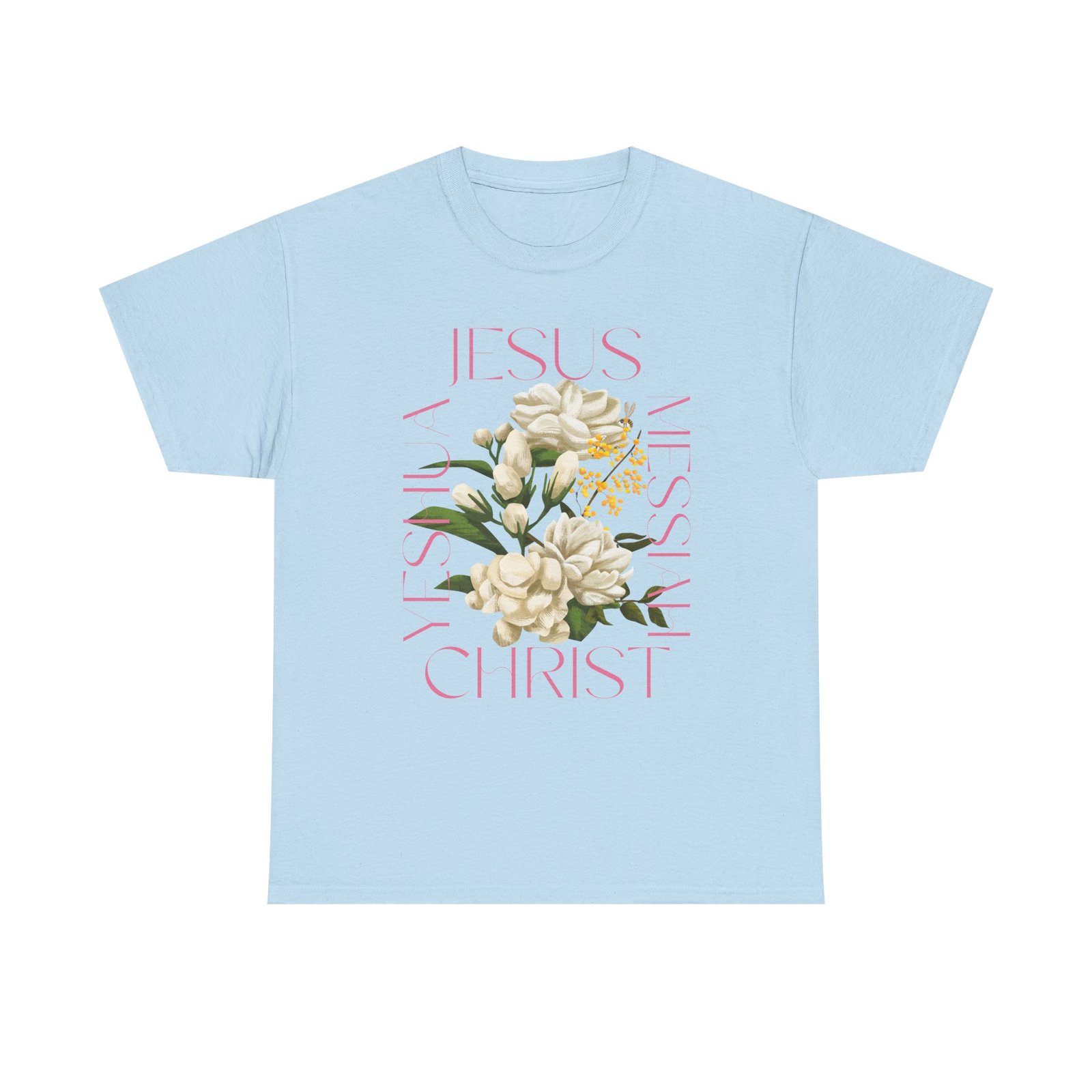 Floral "Jesus Name Design" Heavy Cotton Tee-Unisex T-Shirt-Inspirational Clothing - Image 45
