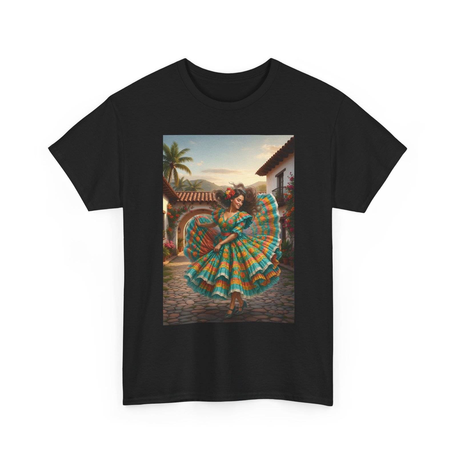 folklórico dancer vibrant graphic tee perfect for festivals, casual outings, gifts, dance lovers, unisex fashion