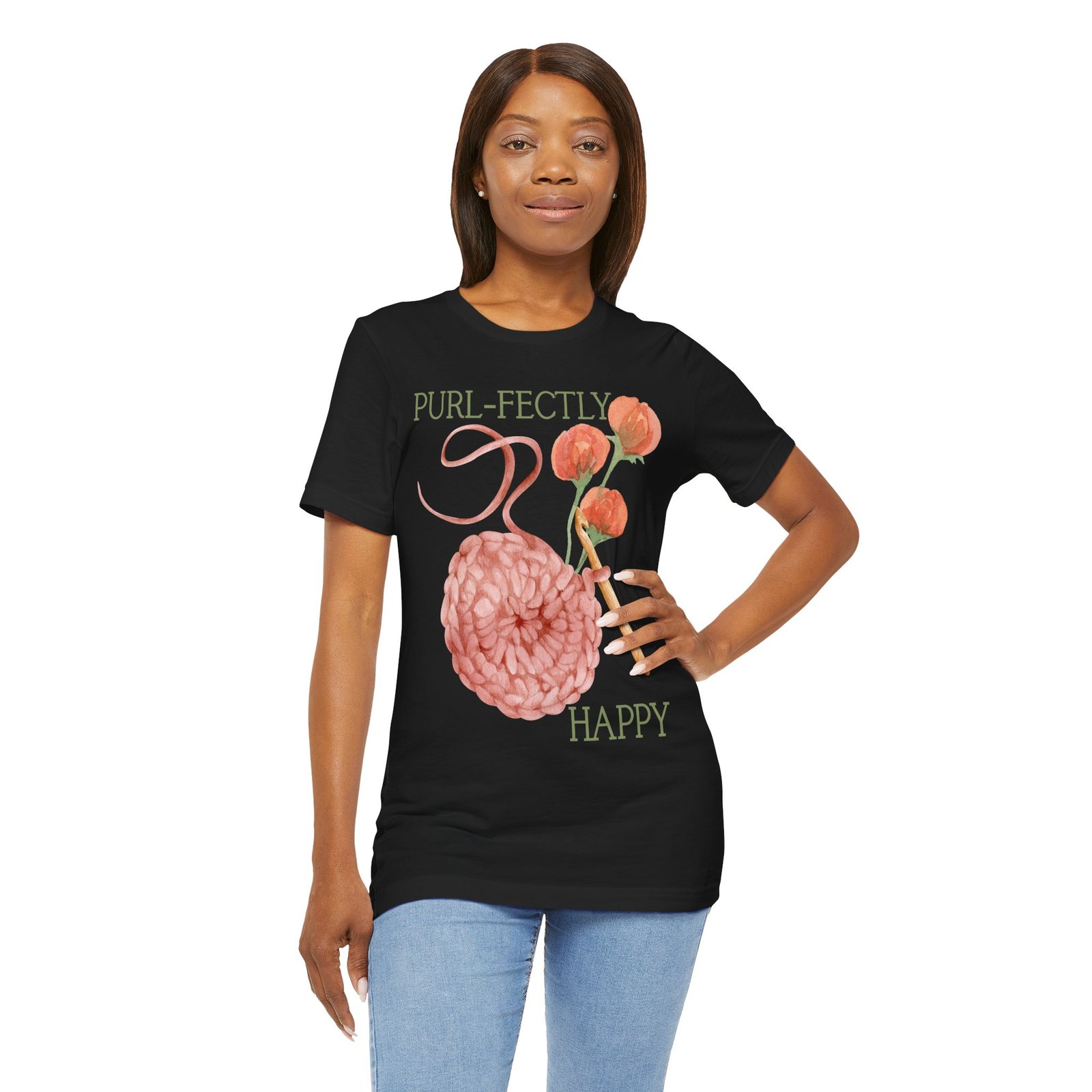 Purl-fectly Happy Crafting Joy Tee -Unisex Short Sleeve Shirt - Image 4